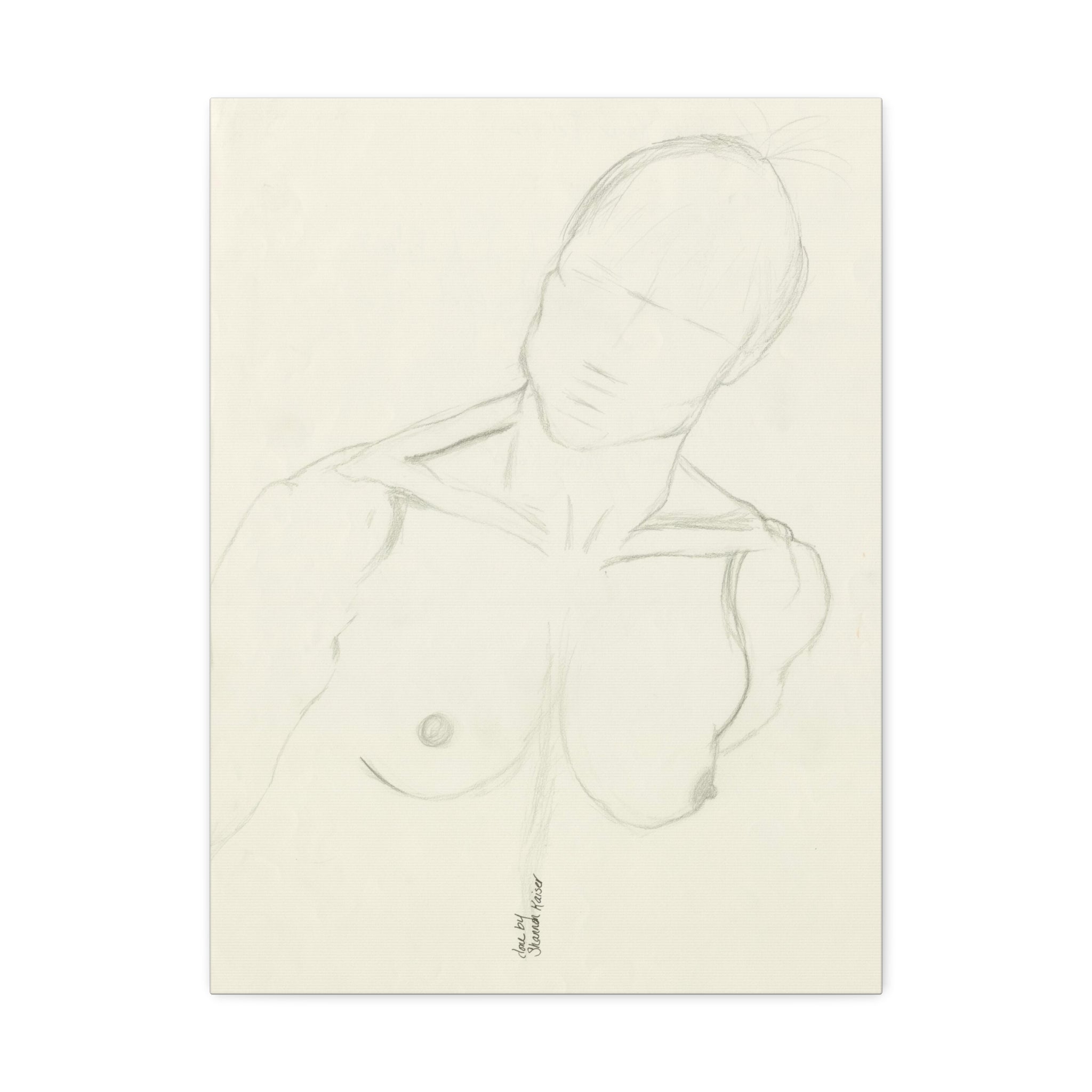 Artistic Male Figure Stretched Canvas, Figure Art Decor, Modern Wall Art, Sketch Art for Home, Minimalist Artwork