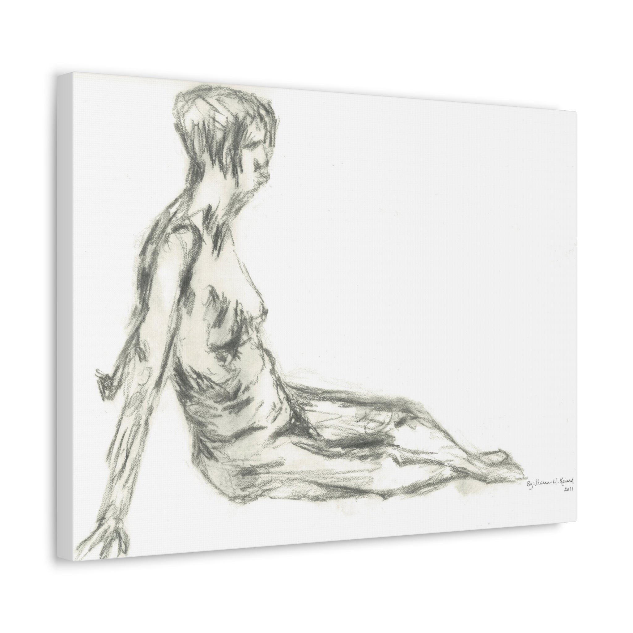 Artistic Stretched Canvas Wall Art, Nude Figure Drawing, Modern Home Decor, Minimalist Art Piece, Unique Gift for Art Lovers