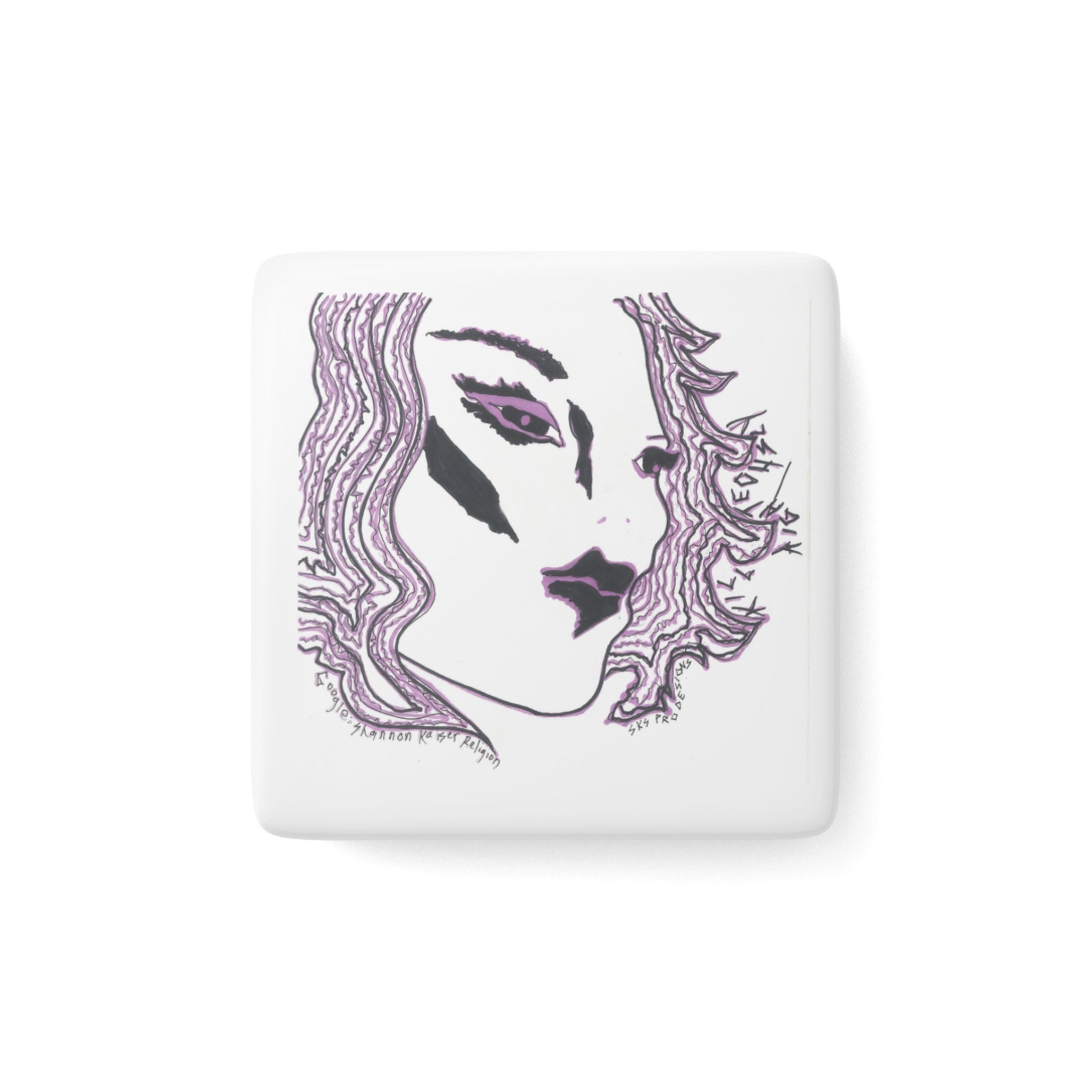 Artistic Square Porcelain Magnet, Unique Home Decor, Gift for Art Lovers, Refrigerator Magnet, Stylish Fridge Decor, Collectible Magnet