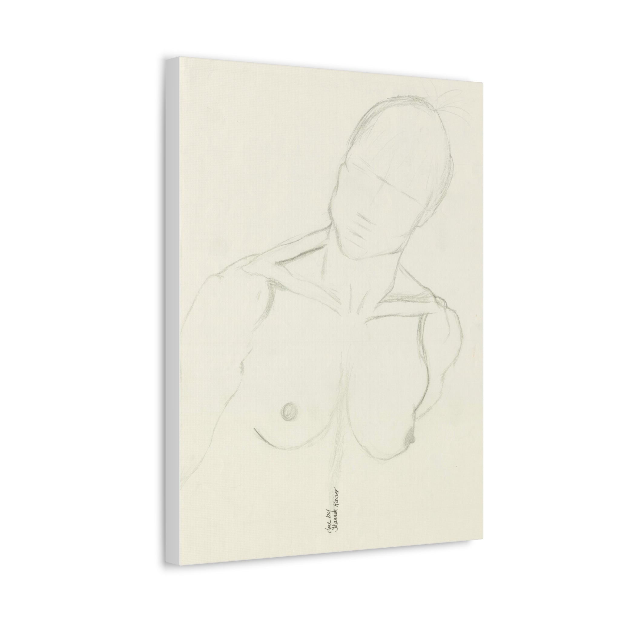Artistic Male Figure Stretched Canvas, Figure Art Decor, Modern Wall Art, Sketch Art for Home, Minimalist Artwork