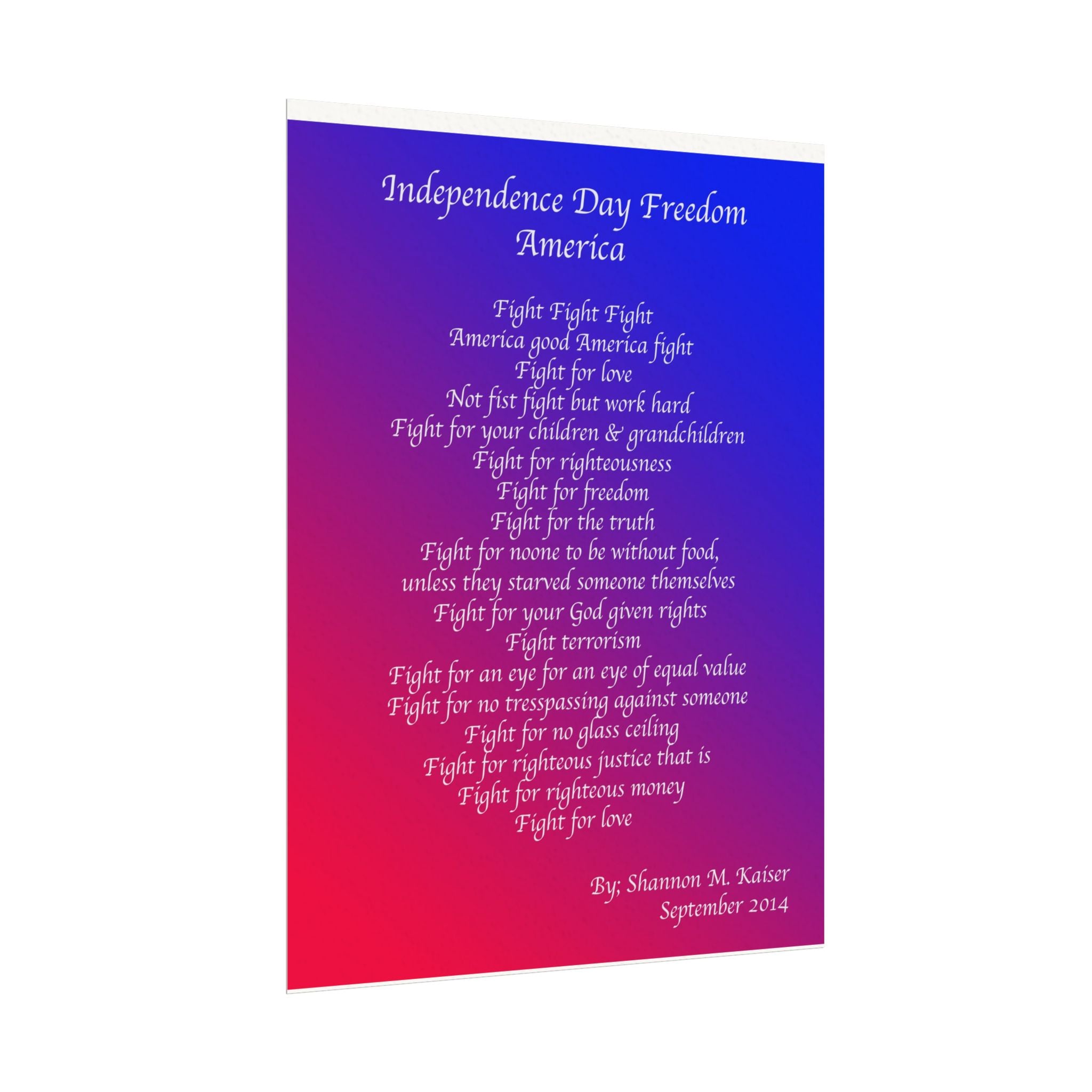 Independence Day Art Print, Patriotic Matte Poster, American Freedom Decor, Inspirational Wall Art, July 4th Gift, Home Office Decoration