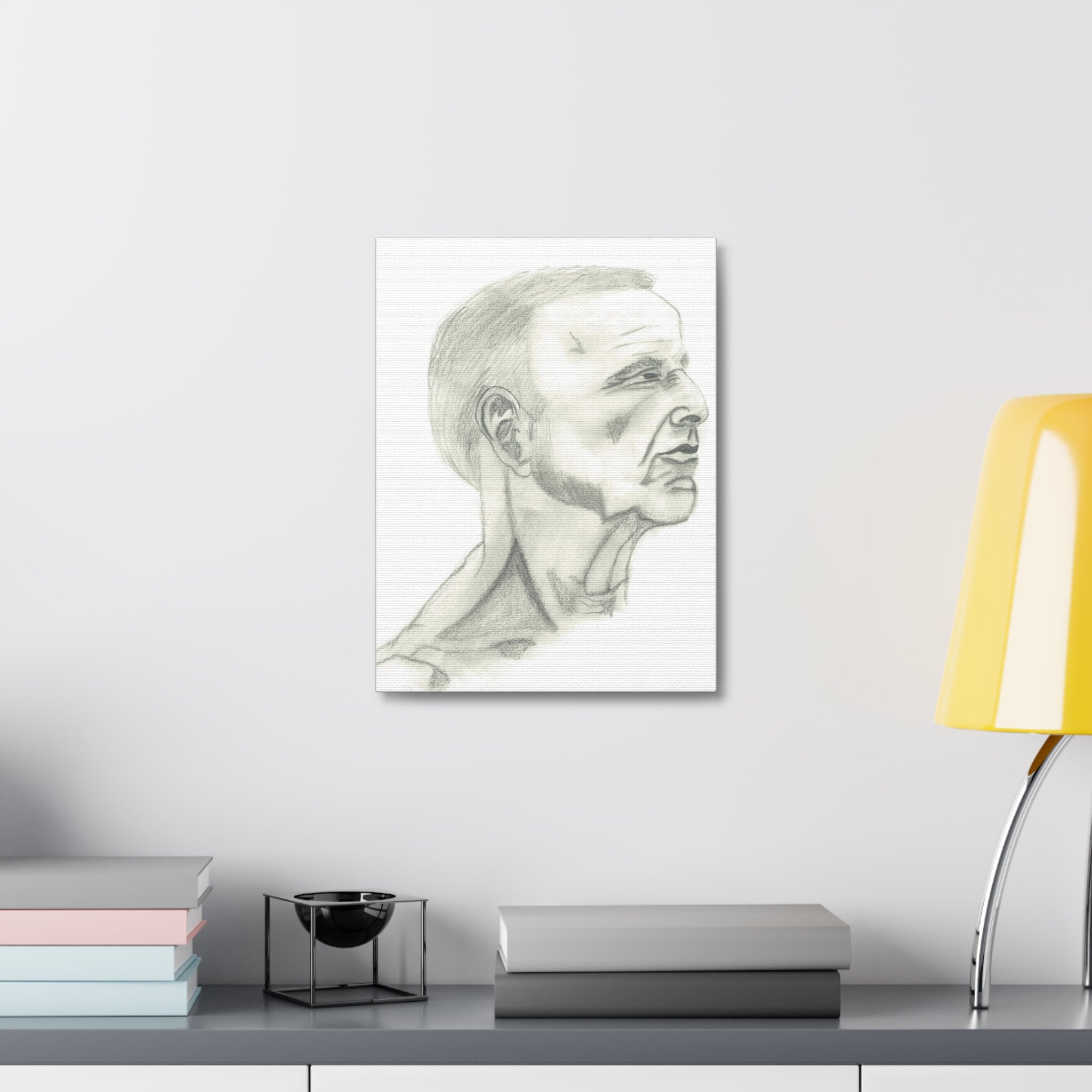Artistic Stretched Canvas Wall Decor, Contemporary Home Art, Modern Sketched Portrait, Unique Gift for Art Lovers, Masculine Decor
