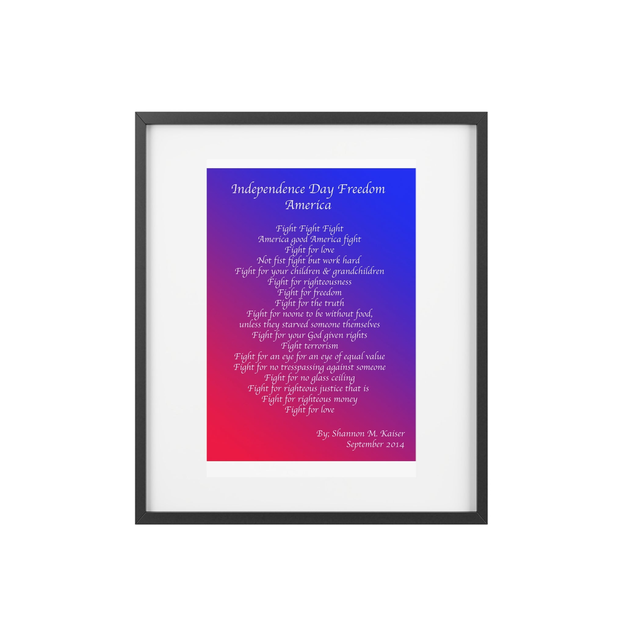 Framed Inspirational Art Print, Independence Day Decor, Motivational Wall Art, Red White Blue Home Decor, American Pride