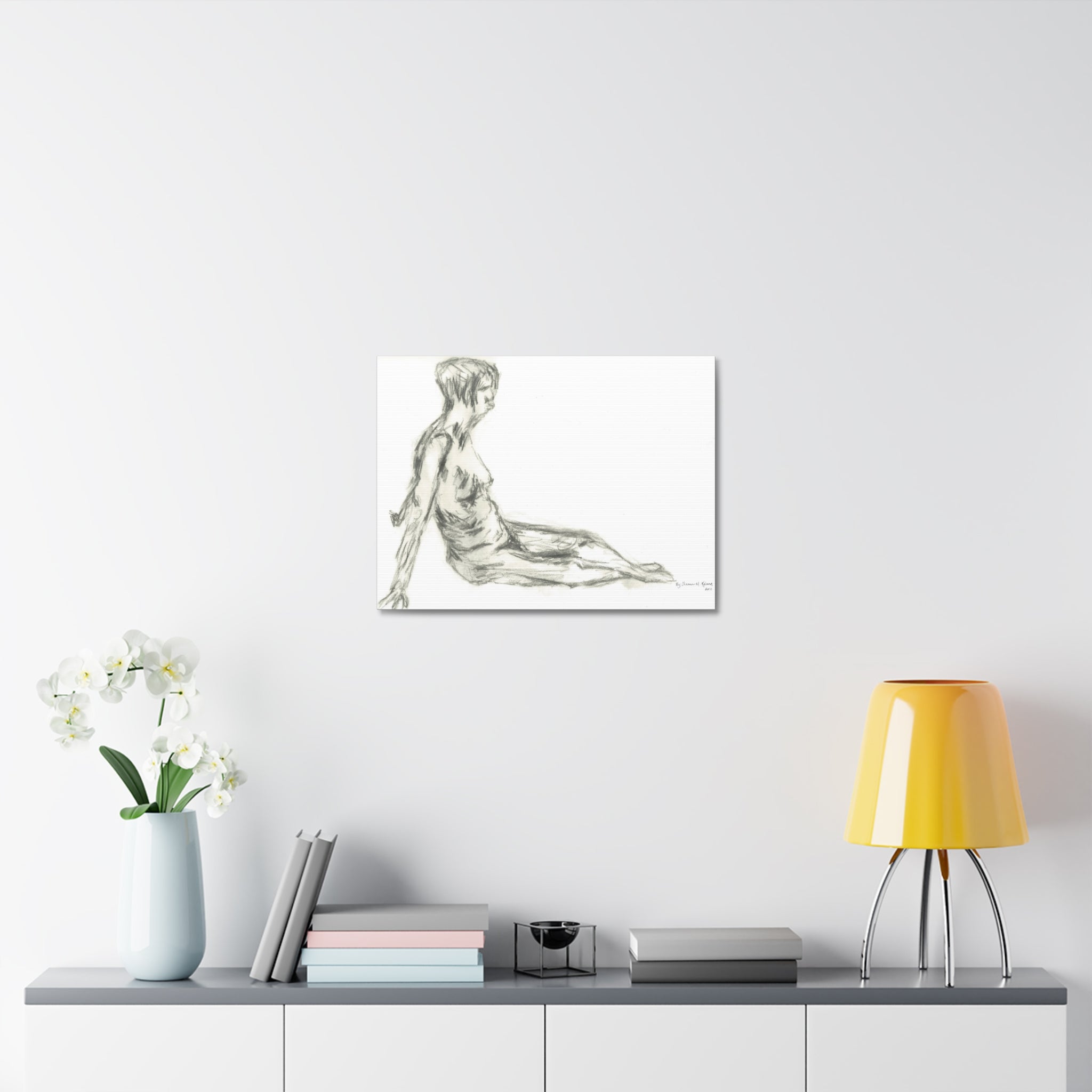 Artistic Stretched Canvas Wall Art, Nude Figure Drawing, Modern Home Decor, Minimalist Art Piece, Unique Gift for Art Lovers