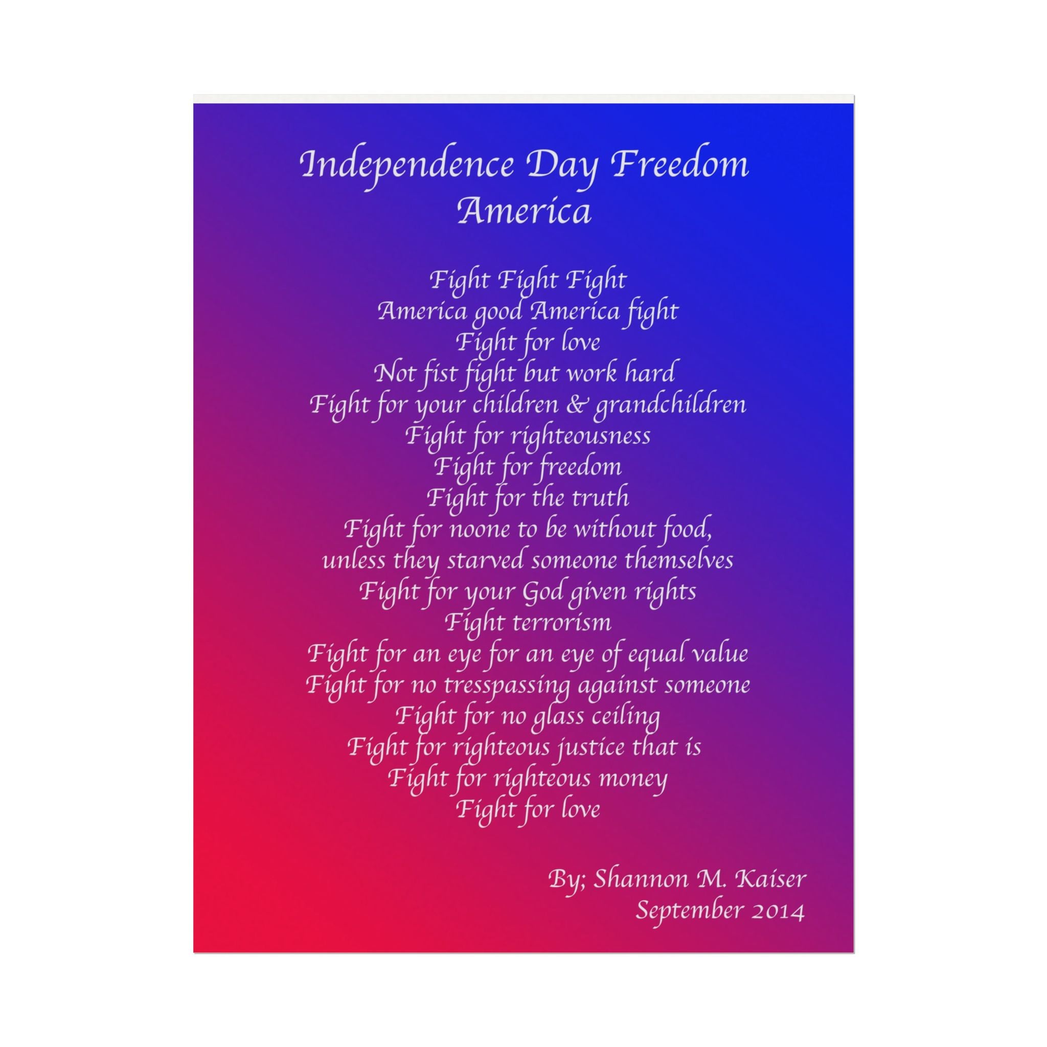 Independence Day Art Print, Patriotic Matte Poster, American Freedom Decor, Inspirational Wall Art, July 4th Gift, Home Office Decoration