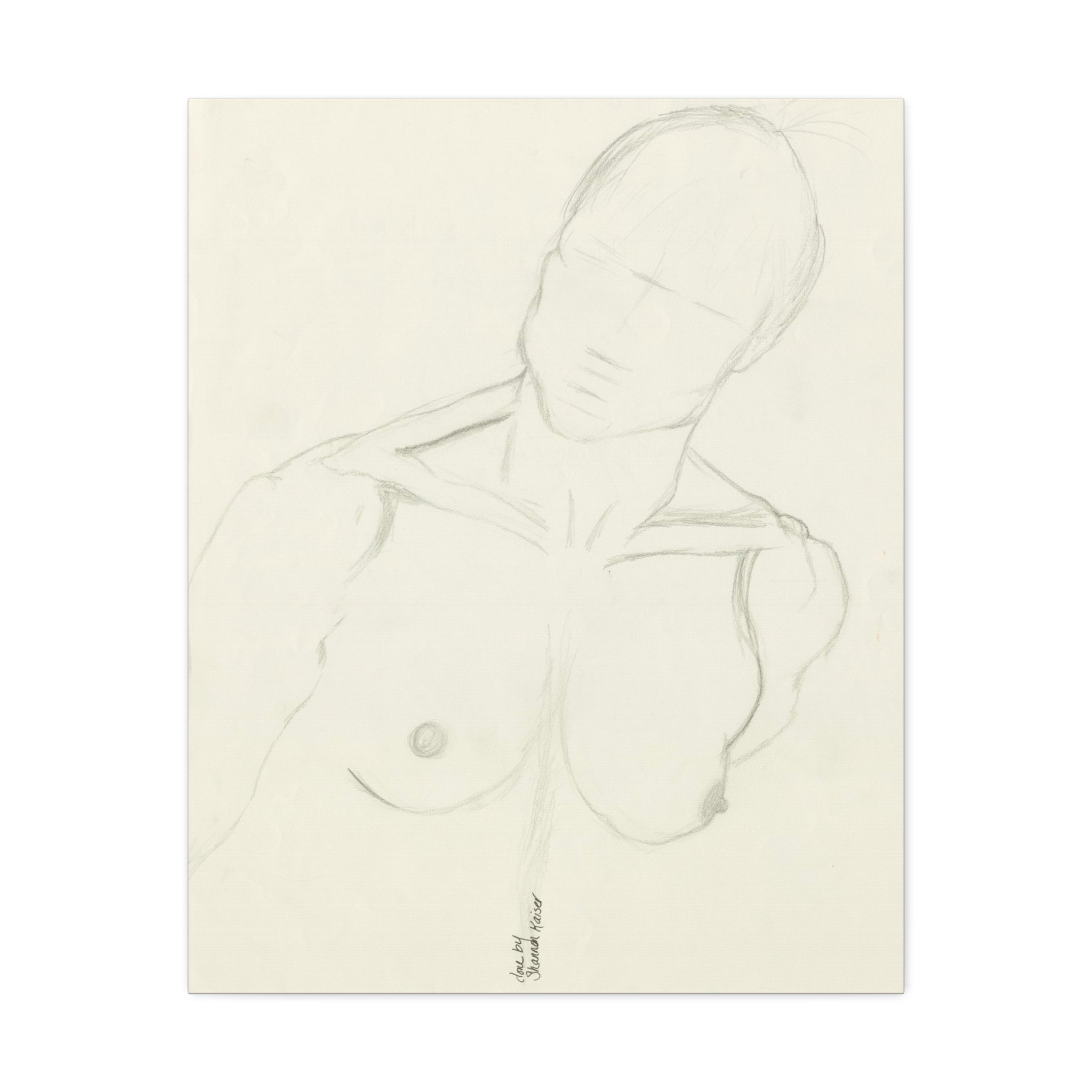 Artistic Male Figure Stretched Canvas, Figure Art Decor, Modern Wall Art, Sketch Art for Home, Minimalist Artwork
