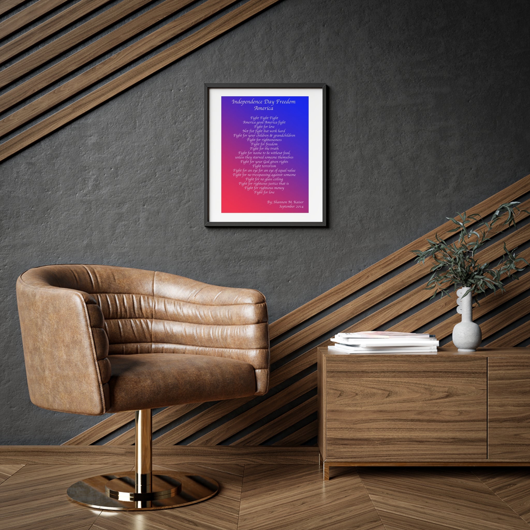 Framed Inspirational Art Print, Independence Day Decor, Motivational Wall Art, Red White Blue Home Decor, American Pride