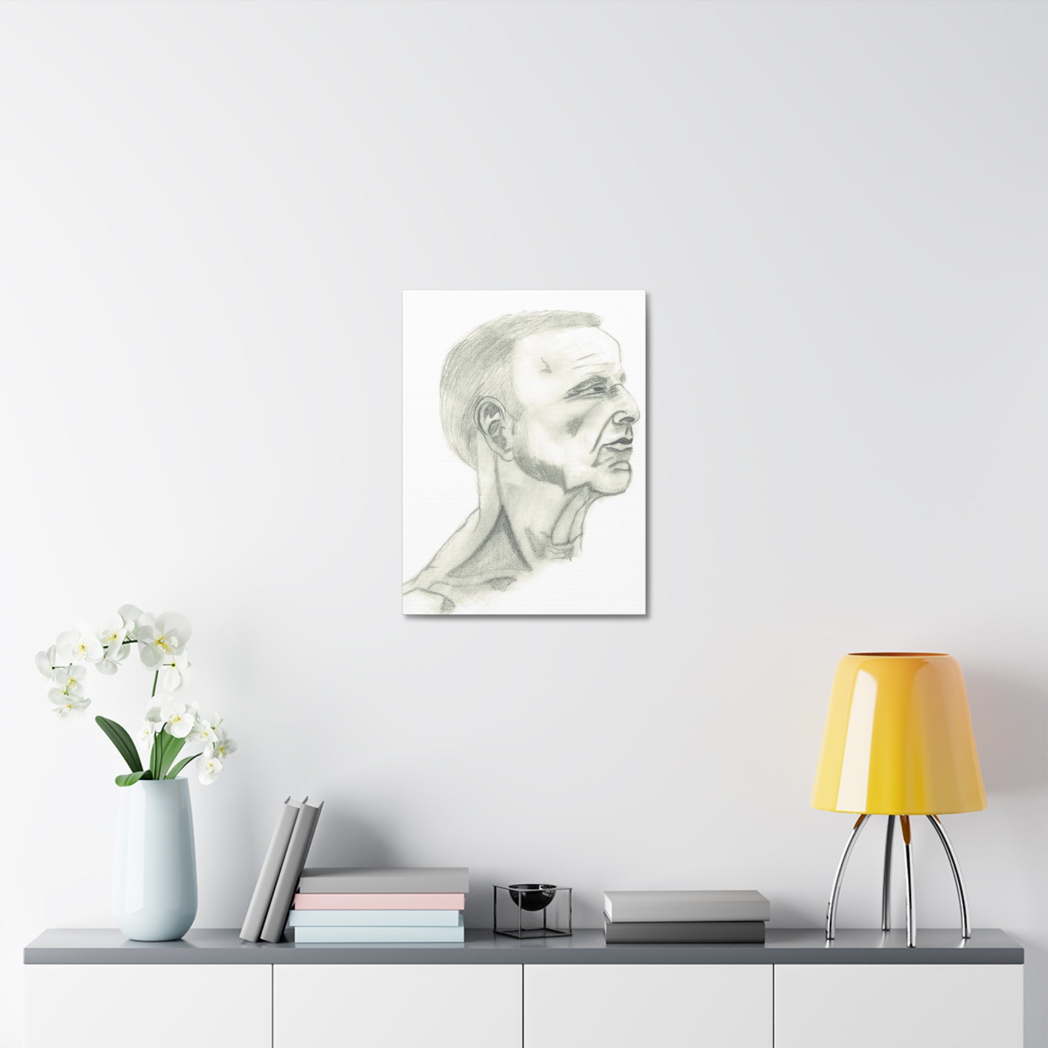 Artistic Stretched Canvas Wall Decor, Contemporary Home Art, Modern Sketched Portrait, Unique Gift for Art Lovers, Masculine Decor
