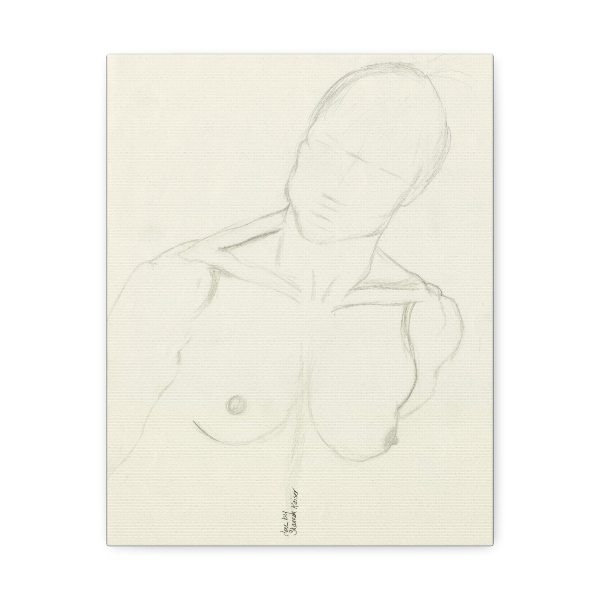 Artistic Male Figure Stretched Canvas, Figure Art Decor, Modern Wall Art, Sketch Art for Home, Minimalist Artwork