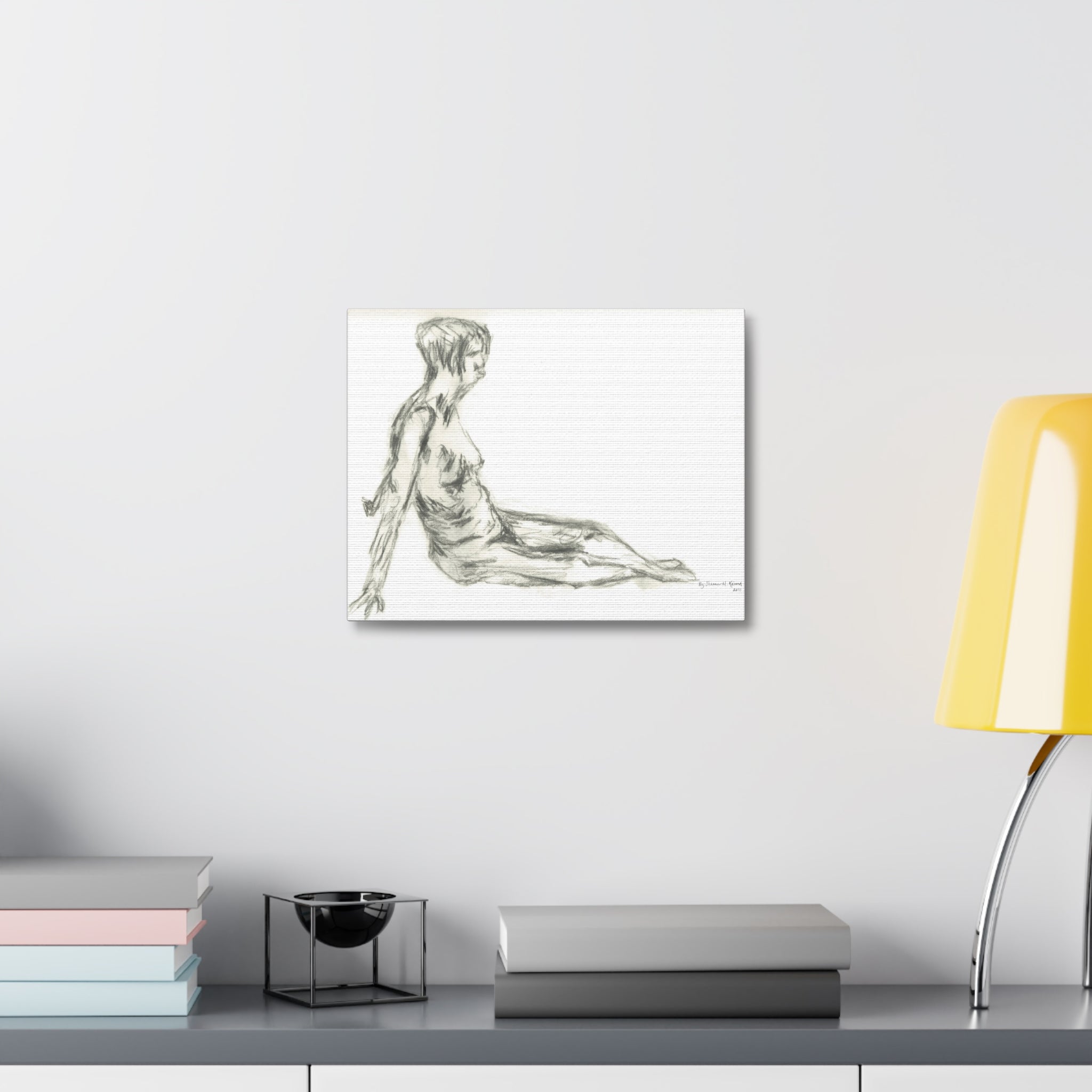 Artistic Stretched Canvas Wall Art, Nude Figure Drawing, Modern Home Decor, Minimalist Art Piece, Unique Gift for Art Lovers