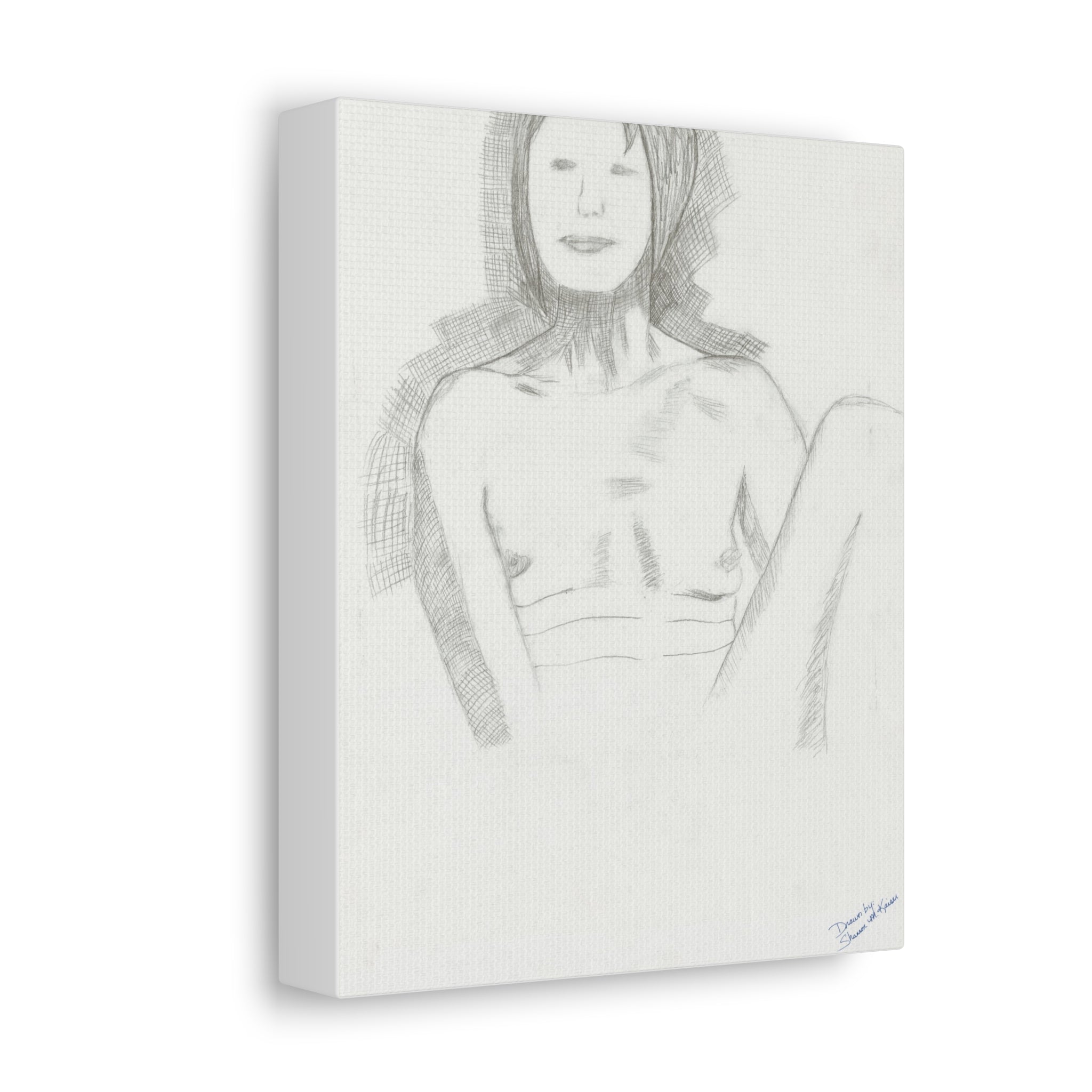 Stylish Stretched Canvas Art Print, Minimalist Home Decor, Abstract Wall Art, Feminine Sketch Artwork, Unique Gift for Art Lovers