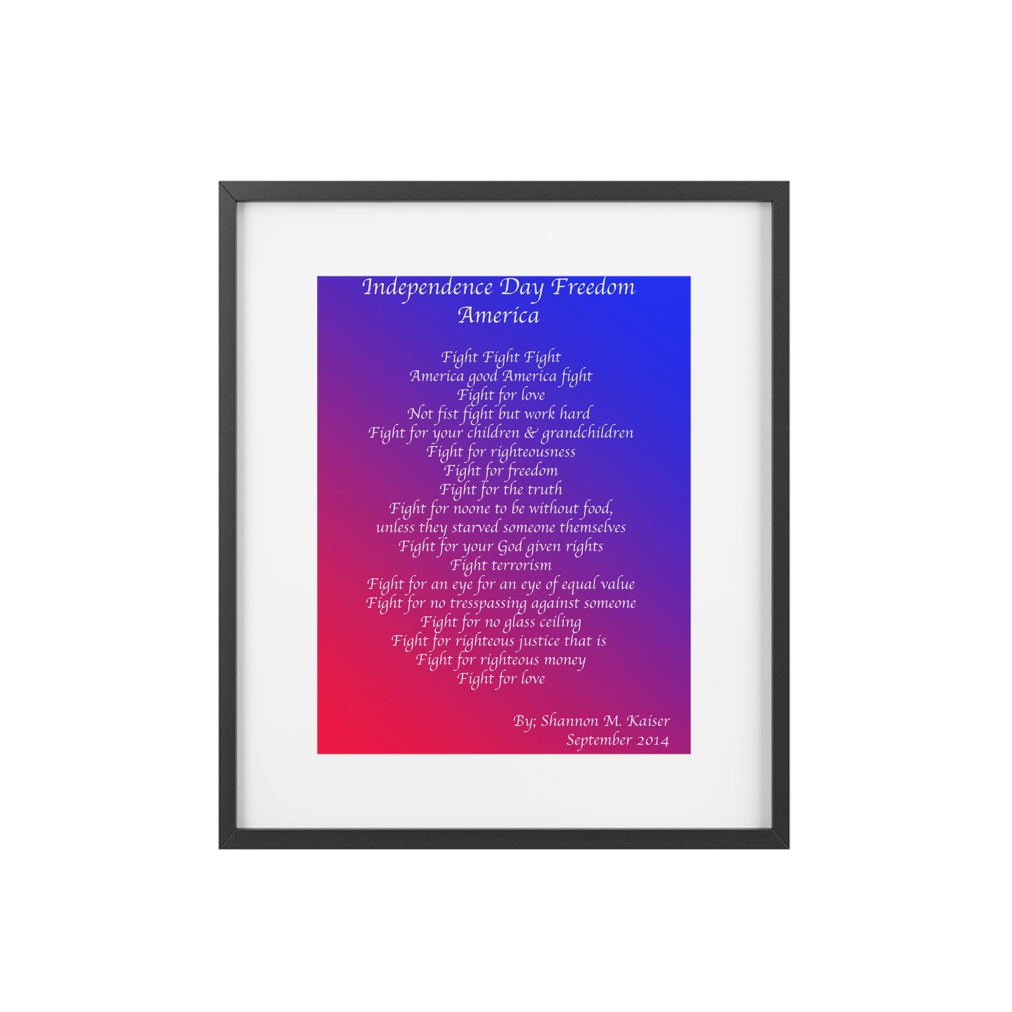 Framed Inspirational Art Print, Independence Day Decor, Motivational Wall Art, Red White Blue Home Decor, American Pride