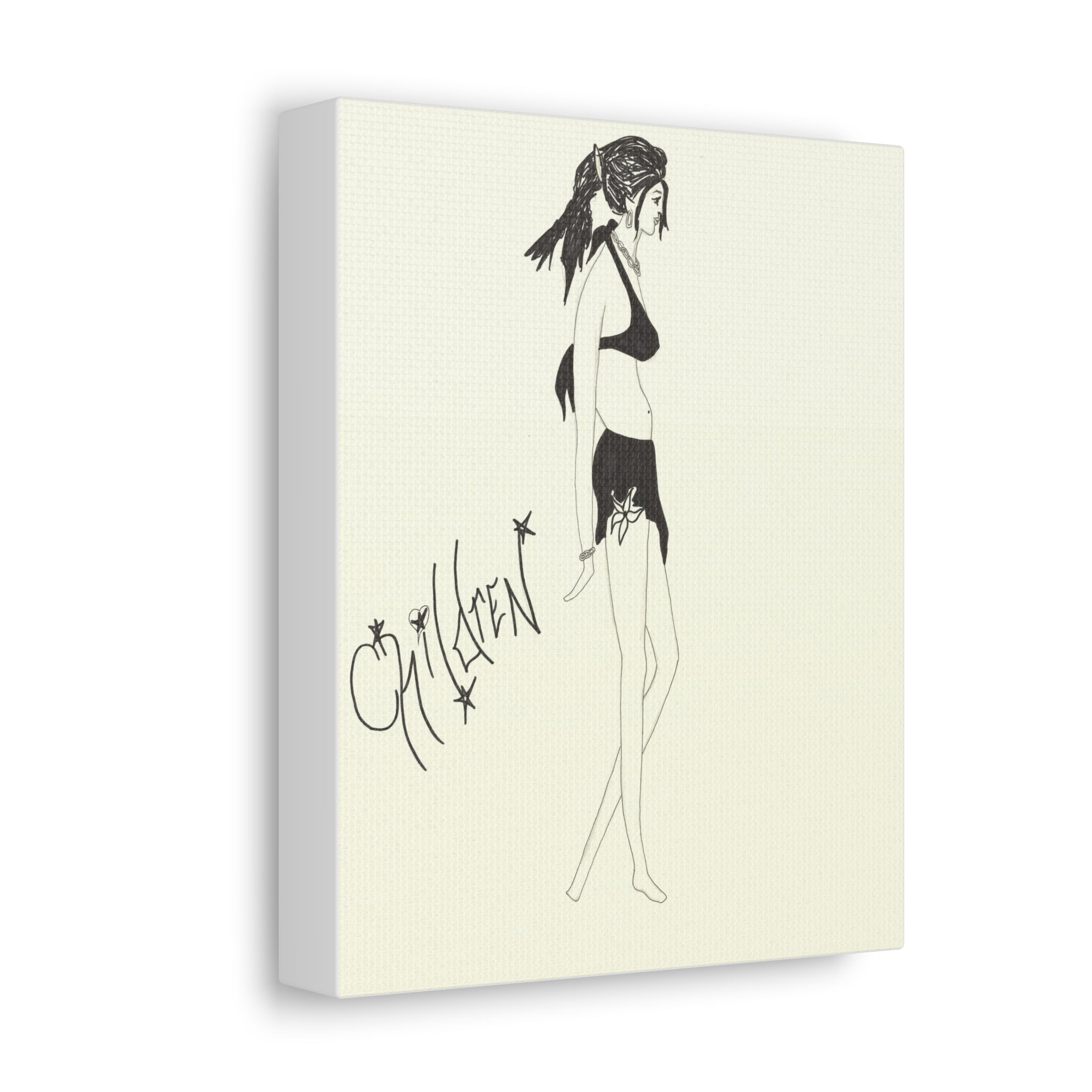 Chic Fashion Stretched Canvas Art Print, Boho Decor, Elegant Home Wall Art, Gift for Fashion Lovers, Modern Art Piece