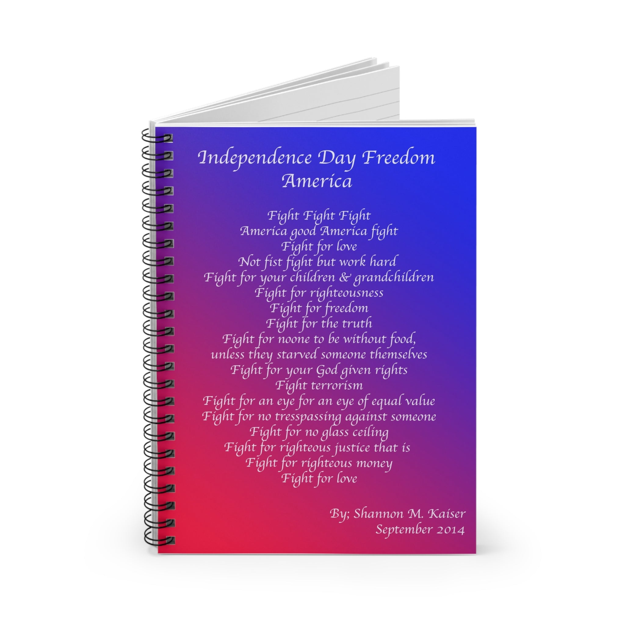 Independence Day Freedom Spiral Notebook - Ruled Line, Patriotic Note Journal, Red-White-Blue Writing Pad, Gift for Freedom Lovers, [...]