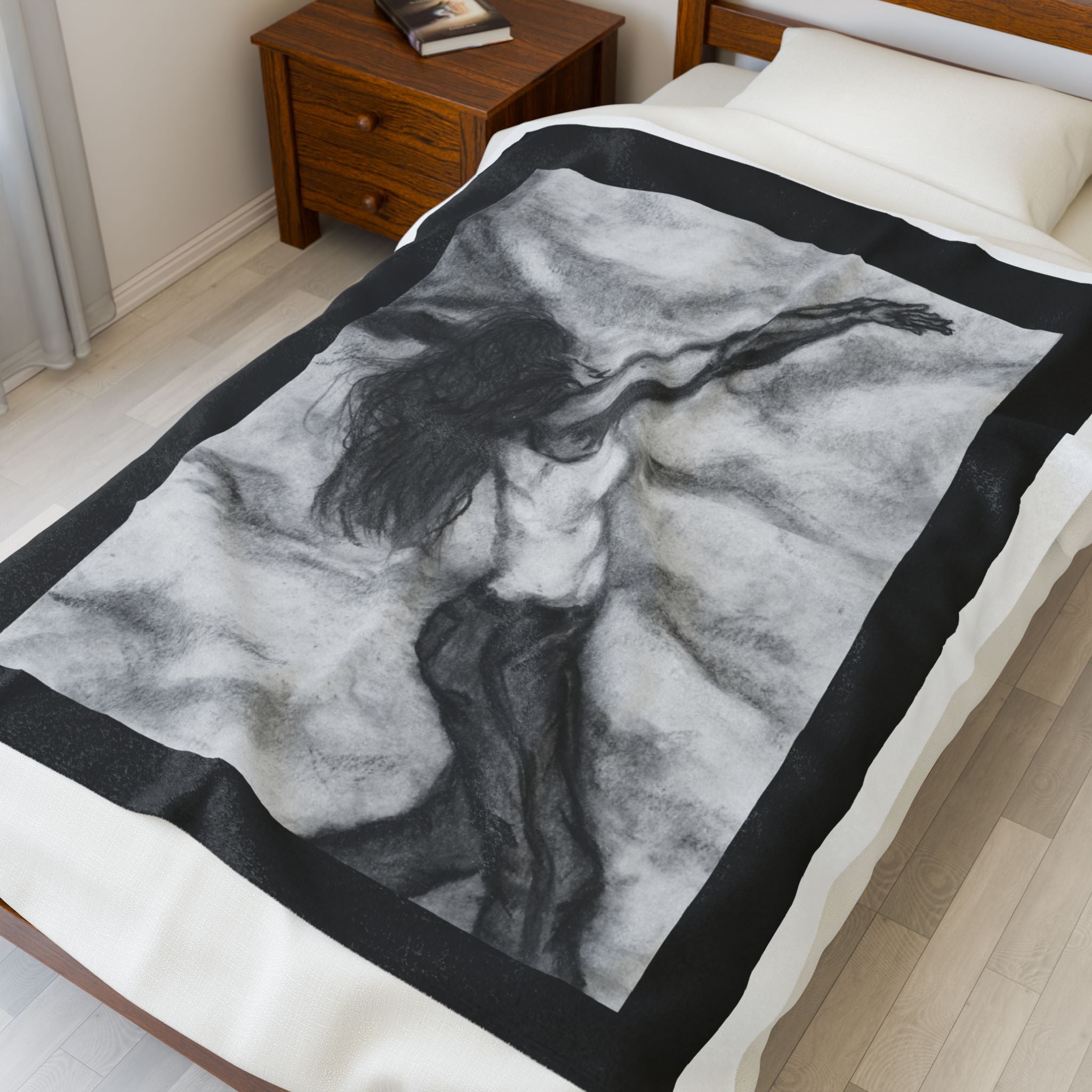 Emotional Velveteen Plush Blanket, Cozy Throw Blanket, Art Blanket, Living Room Decor, Gift for Her, Inspirational Home Accessory