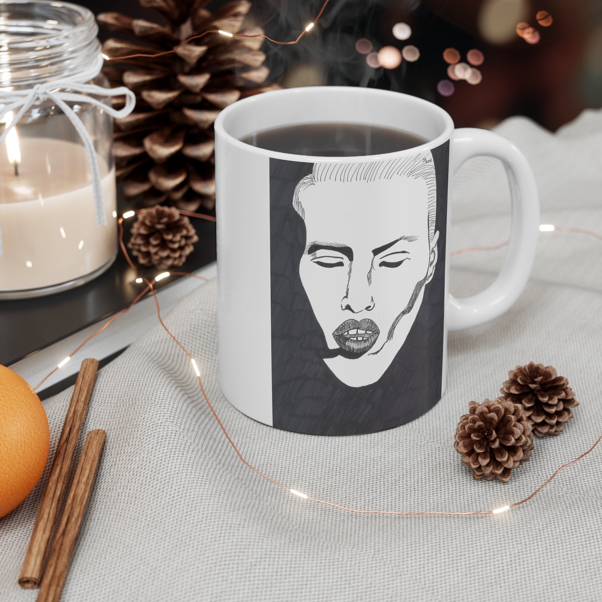 Artistic Black and White Portrait Mug | Unique Coffee Cup | Modern Home Decor | Gift for Art Lovers, Birthdays, Housewarming