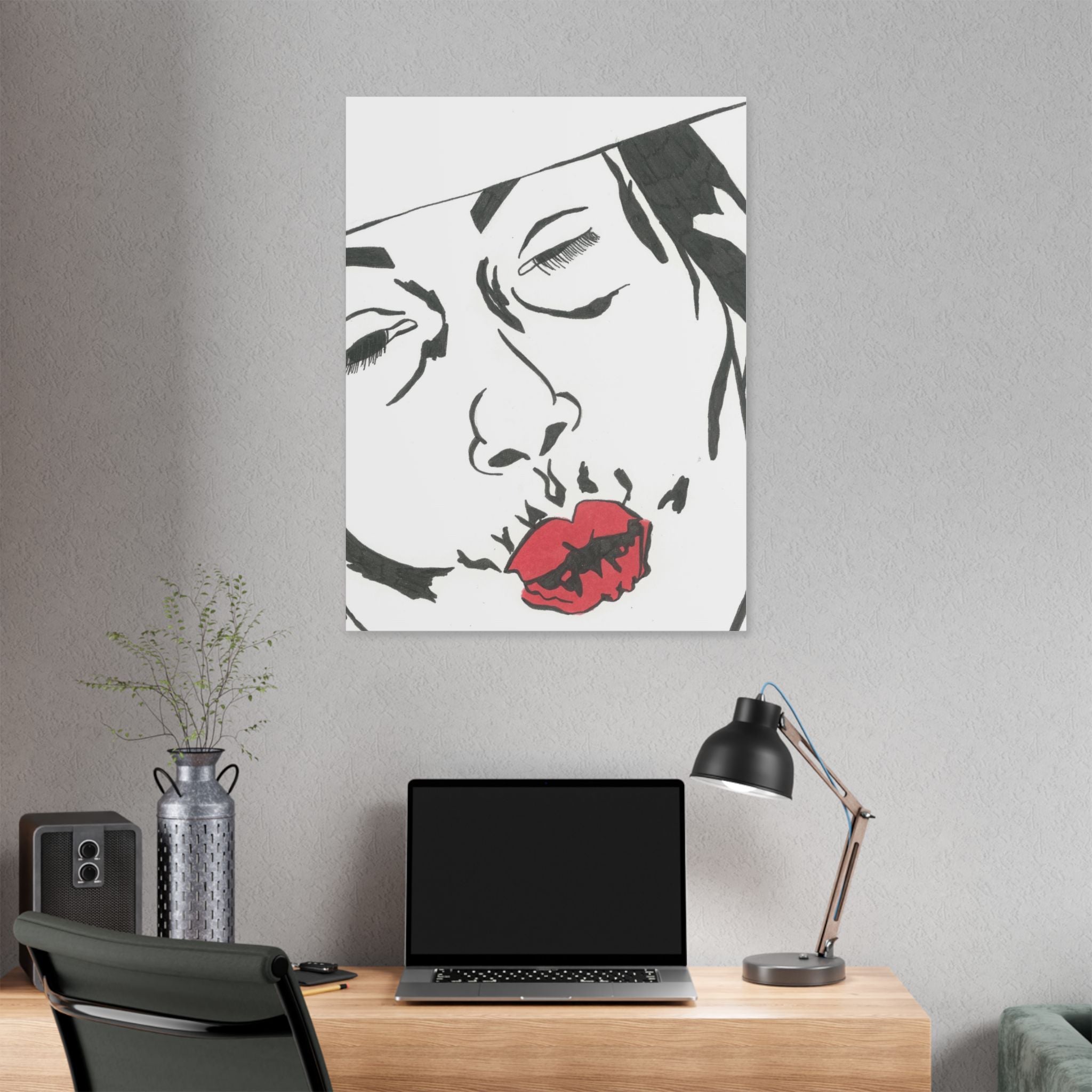 Artistic Lips Canvas Wall Art, Modern Decor, Unique Gift, Home Gallery, Boho Interior, Statement Piece