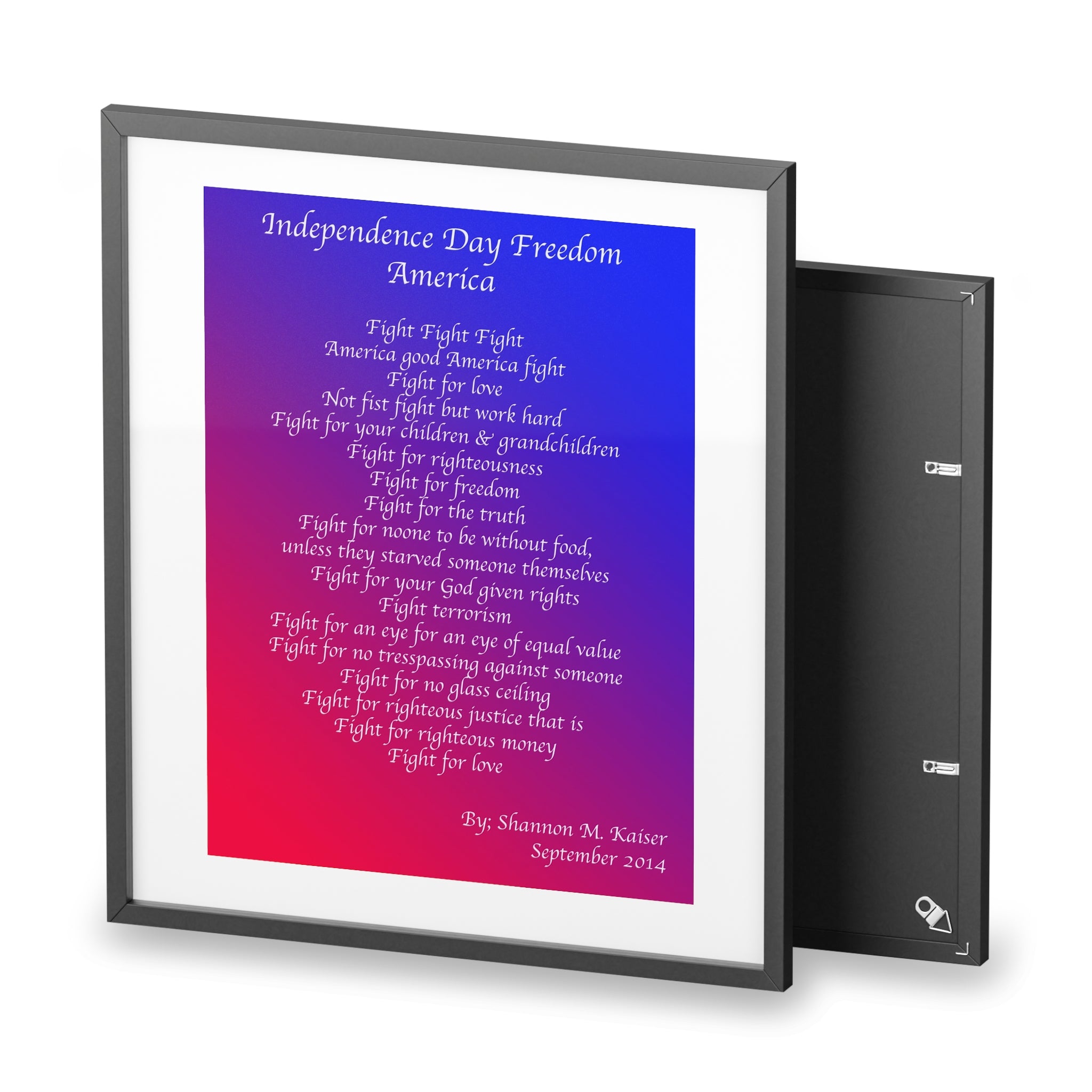 Framed Inspirational Art Print, Independence Day Decor, Motivational Wall Art, Red White Blue Home Decor, American Pride