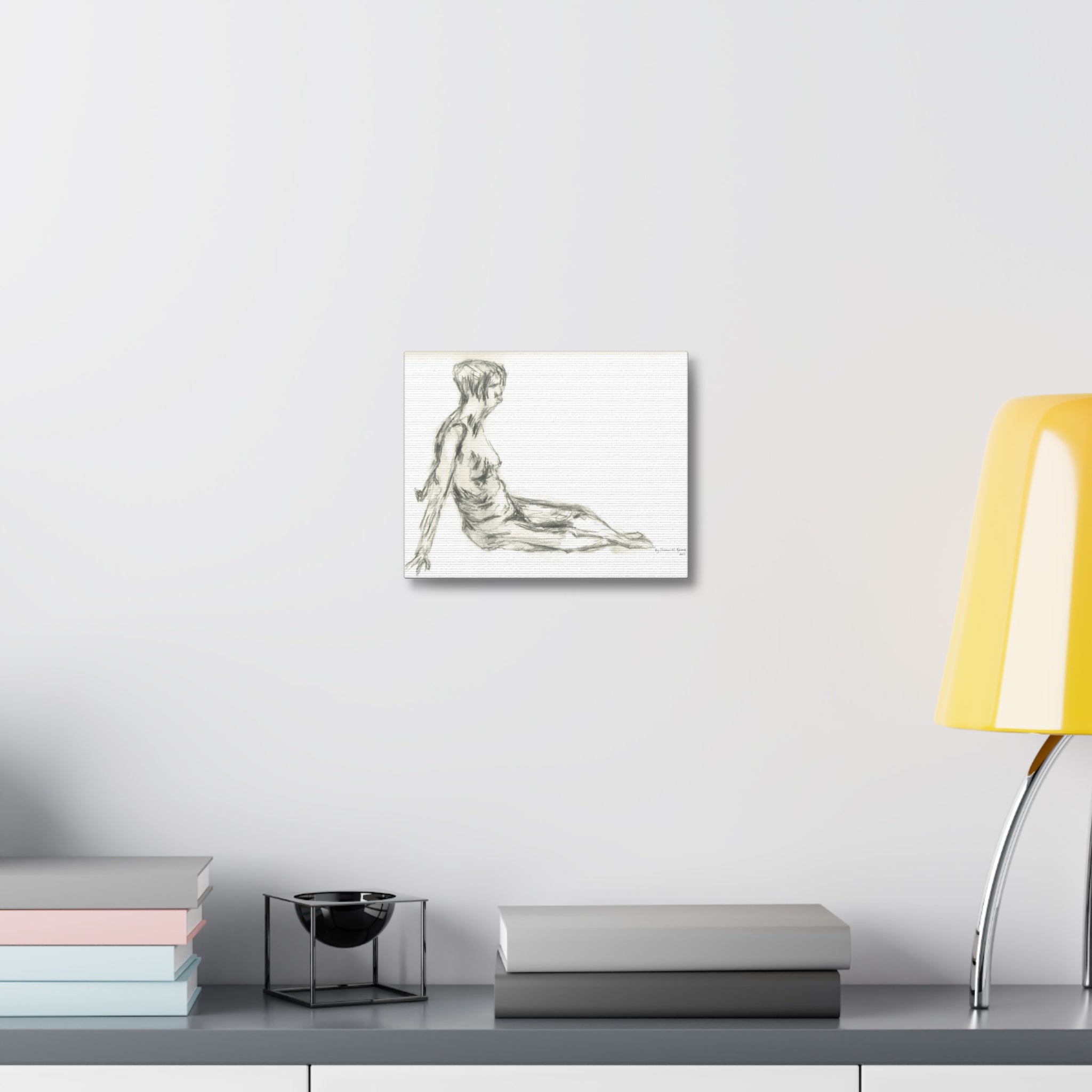 Artistic Stretched Canvas Wall Art, Nude Figure Drawing, Modern Home Decor, Minimalist Art Piece, Unique Gift for Art Lovers
