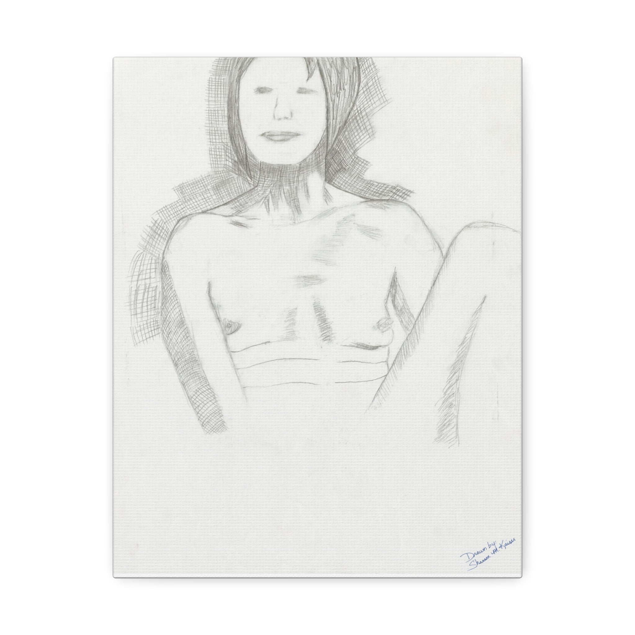 Stylish Stretched Canvas Art Print, Minimalist Home Decor, Abstract Wall Art, Feminine Sketch Artwork, Unique Gift for Art Lovers