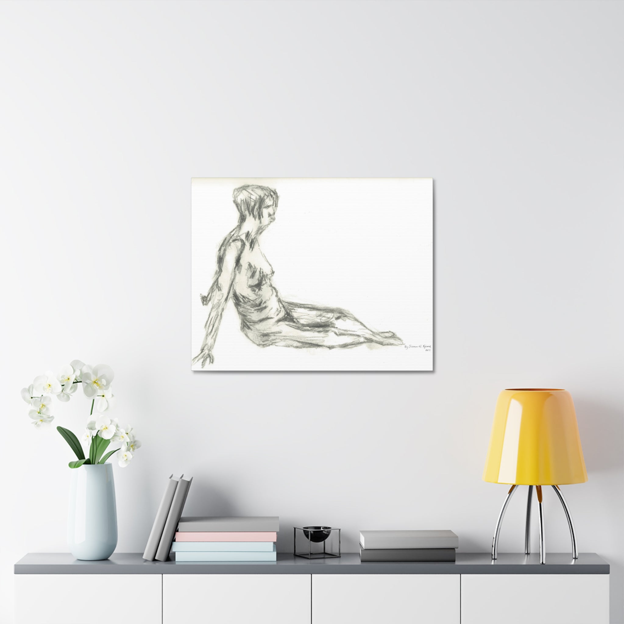 Artistic Stretched Canvas Wall Art, Nude Figure Drawing, Modern Home Decor, Minimalist Art Piece, Unique Gift for Art Lovers