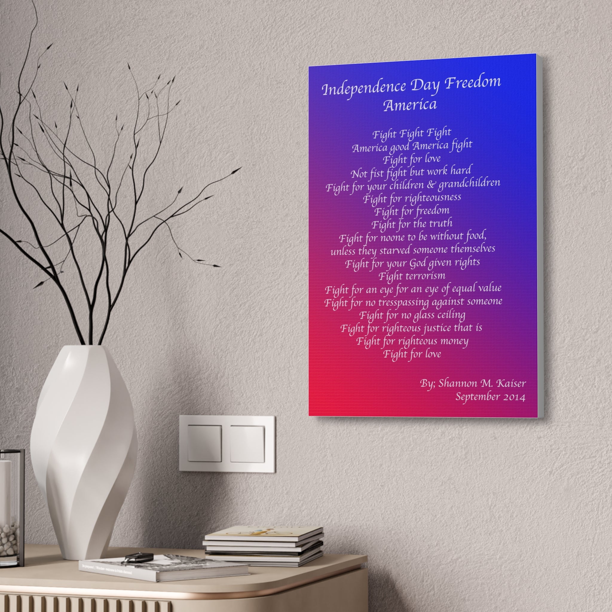 Independence Day Freedom Canvas Art, Patriotic Home Decor, 4th of July Wall Art, Inspirational Quote Print, Gift for Freedom Lovers