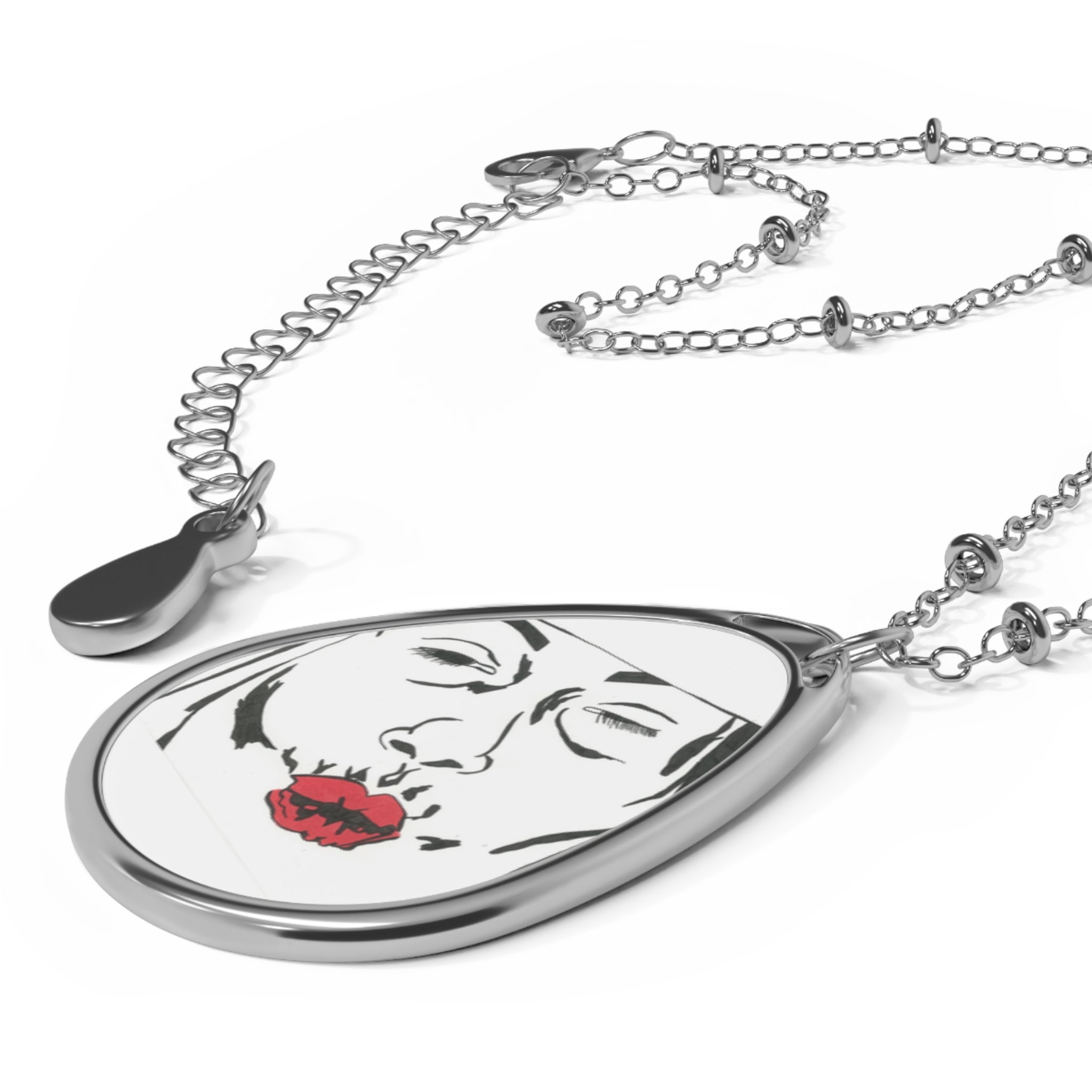 Chic Oval Necklace with Artistic Design, Statement Jewelry, Unique Gift for Her, Fashion Accessory, Personalized Gift, Trendy Neckwear