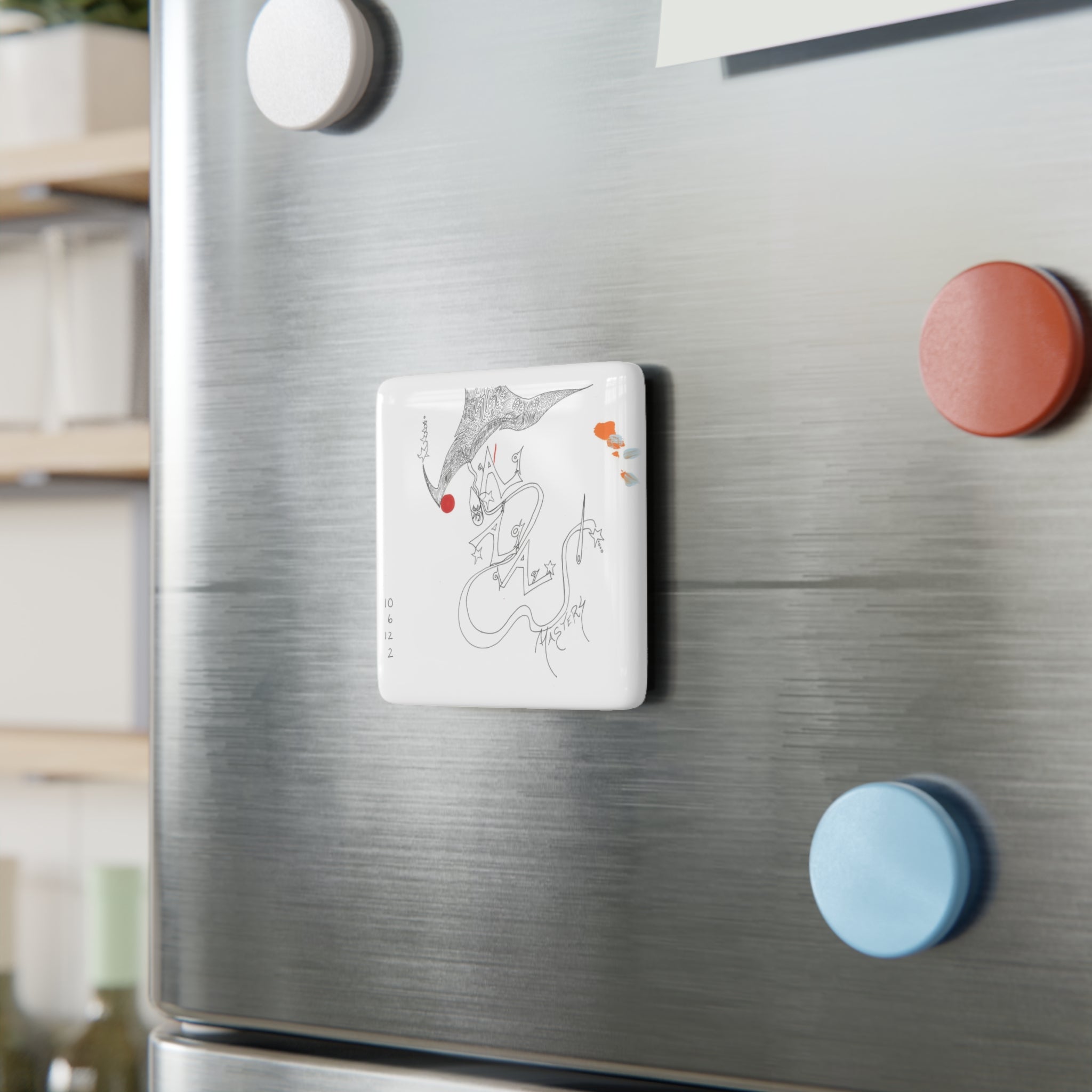 Artistic Porcelain Magnet, Decorative Square Magnet, Modern Home Decor, Unique Gift Idea, Fridge Magnet, Art Lover's Gift