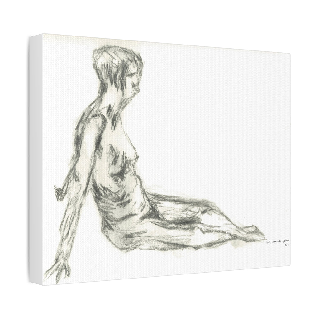 Artistic Stretched Canvas Wall Art, Nude Figure Drawing, Modern Home Decor, Minimalist Art Piece, Unique Gift for Art Lovers
