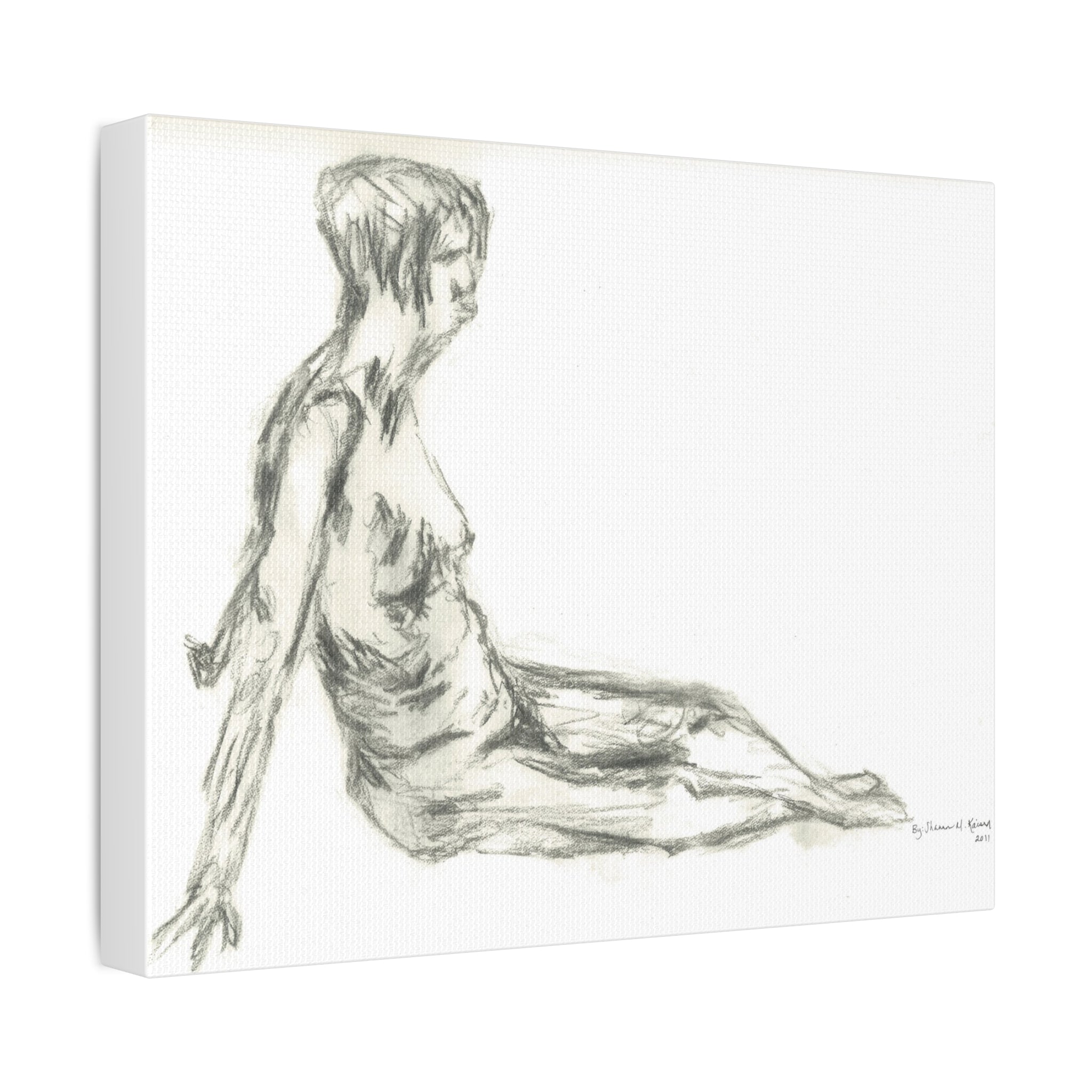 Artistic Stretched Canvas Wall Art, Nude Figure Drawing, Modern Home Decor, Minimalist Art Piece, Unique Gift for Art Lovers