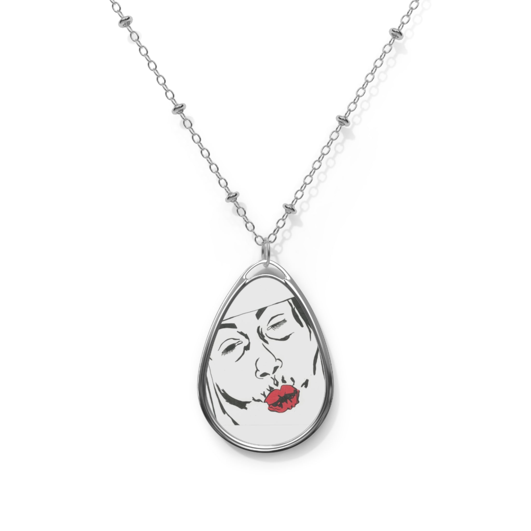Chic Oval Necklace with Artistic Design, Statement Jewelry, Unique Gift for Her, Fashion Accessory, Personalized Gift, Trendy Neckwear