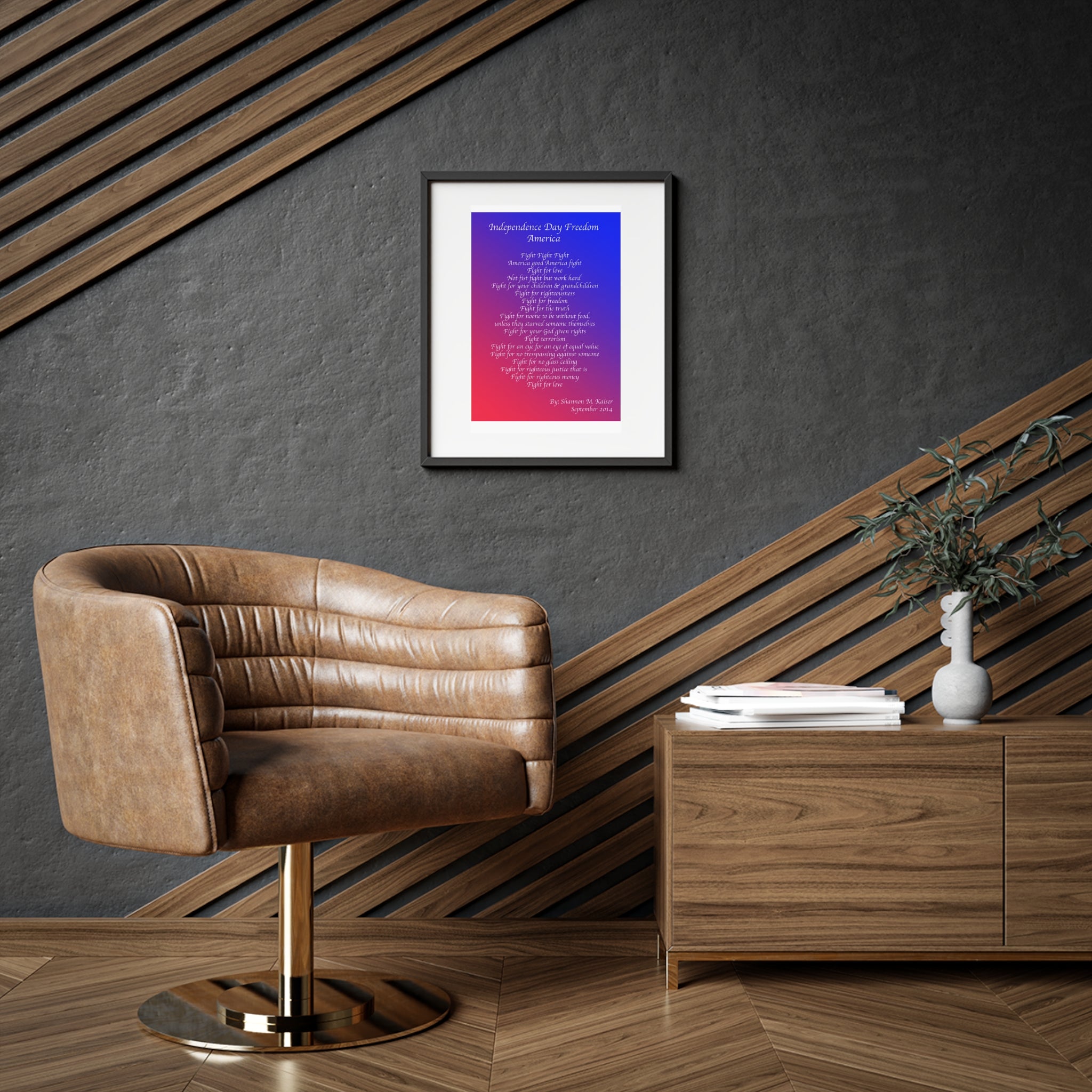 Framed Inspirational Art Print, Independence Day Decor, Motivational Wall Art, Red White Blue Home Decor, American Pride