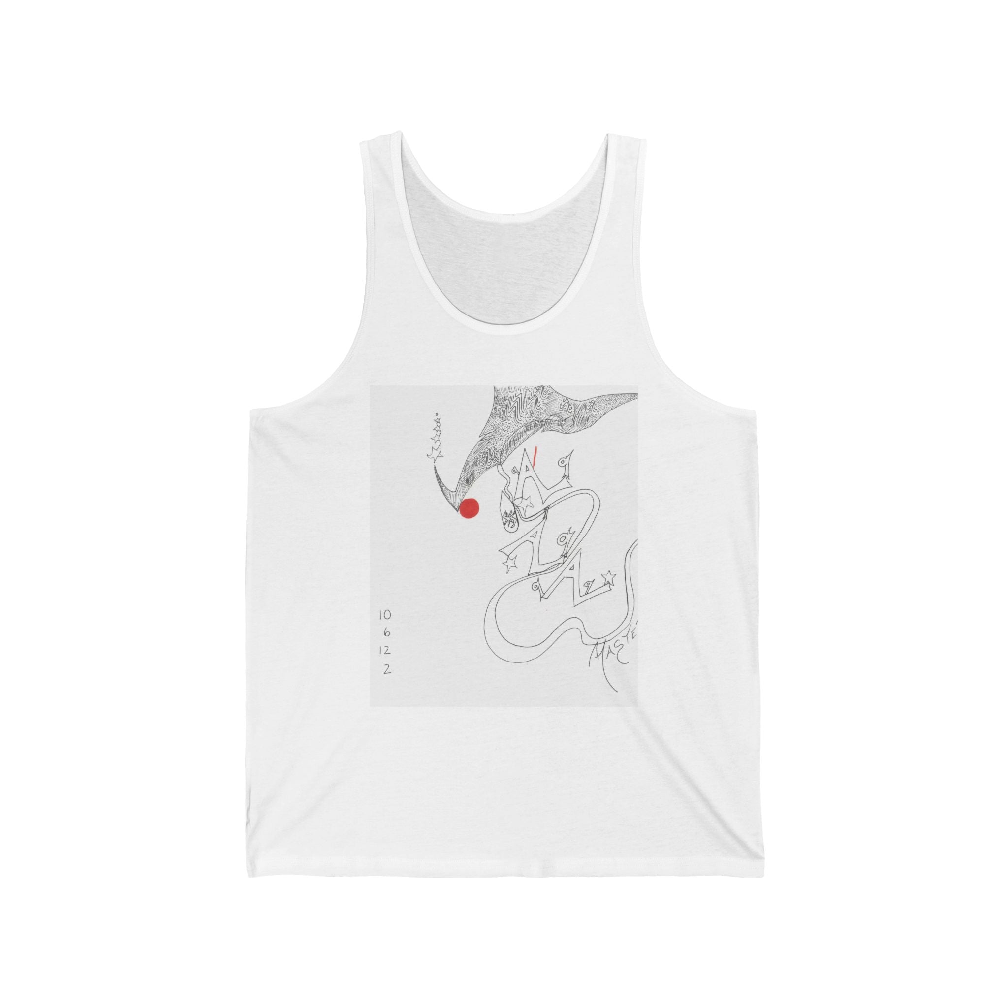 Artistic Unisex Jersey Tank Top, Casual Graphic Tee, Summer Layering Essential, Unique Gift for Art Lovers, Graphic Sleeveless Shirt