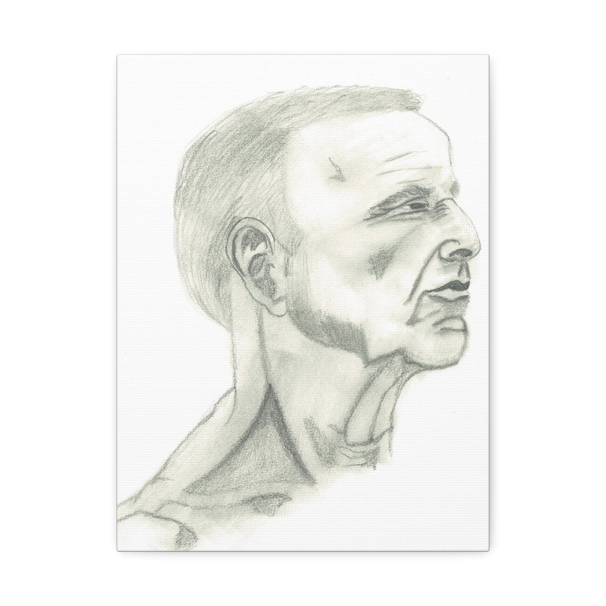 Artistic Stretched Canvas Wall Decor, Contemporary Home Art, Modern Sketched Portrait, Unique Gift for Art Lovers, Masculine Decor