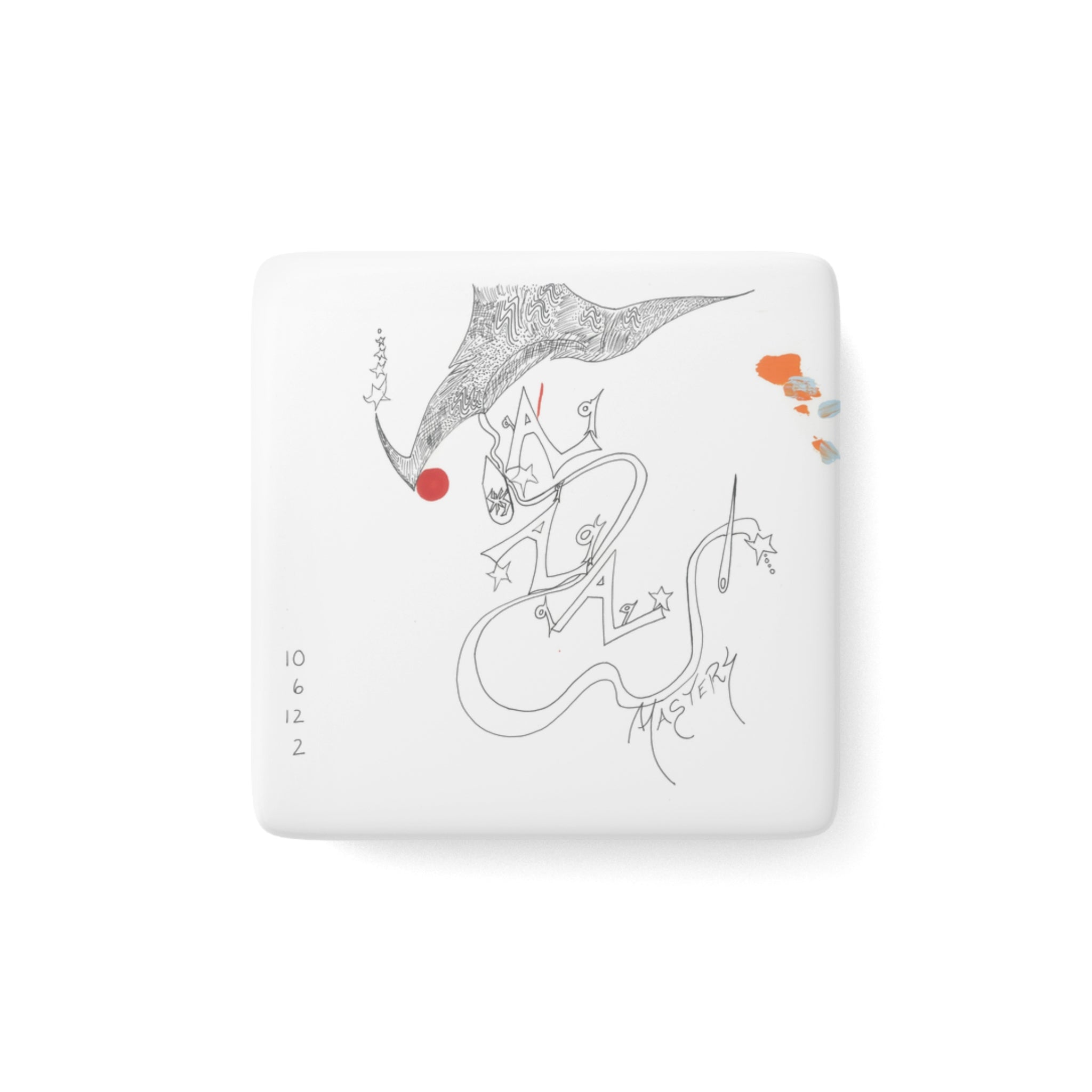 Artistic Porcelain Magnet, Decorative Square Magnet, Modern Home Decor, Unique Gift Idea, Fridge Magnet, Art Lover's Gift