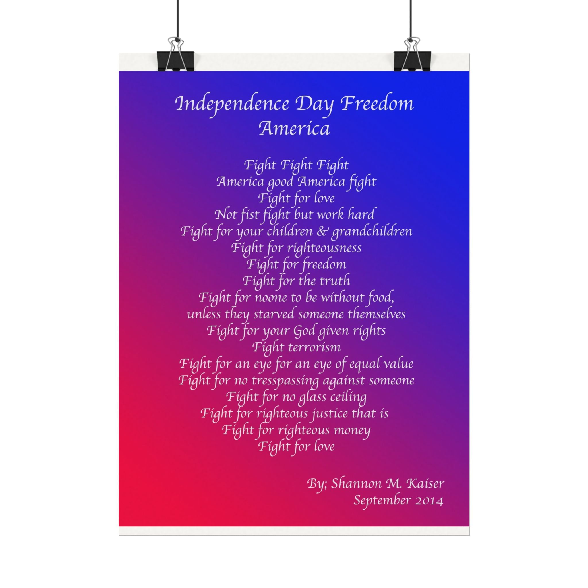 Independence Day Art Print, Patriotic Matte Poster, American Freedom Decor, Inspirational Wall Art, July 4th Gift, Home Office Decoration