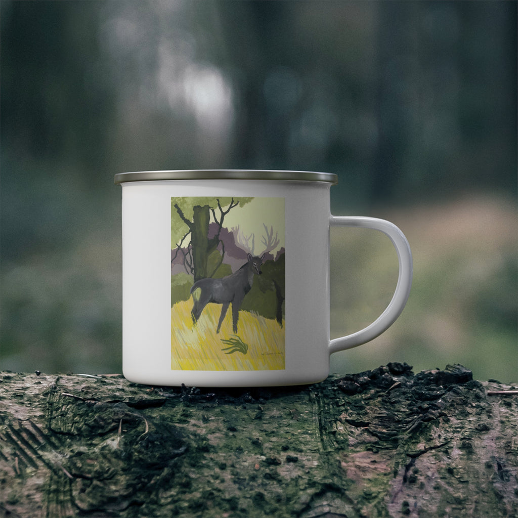 Rustic Enamel Camping Mug - Nature Lover Gift, Outdoor Adventure Cup, Hiking Coffee Mug, Unique Cabin Decor