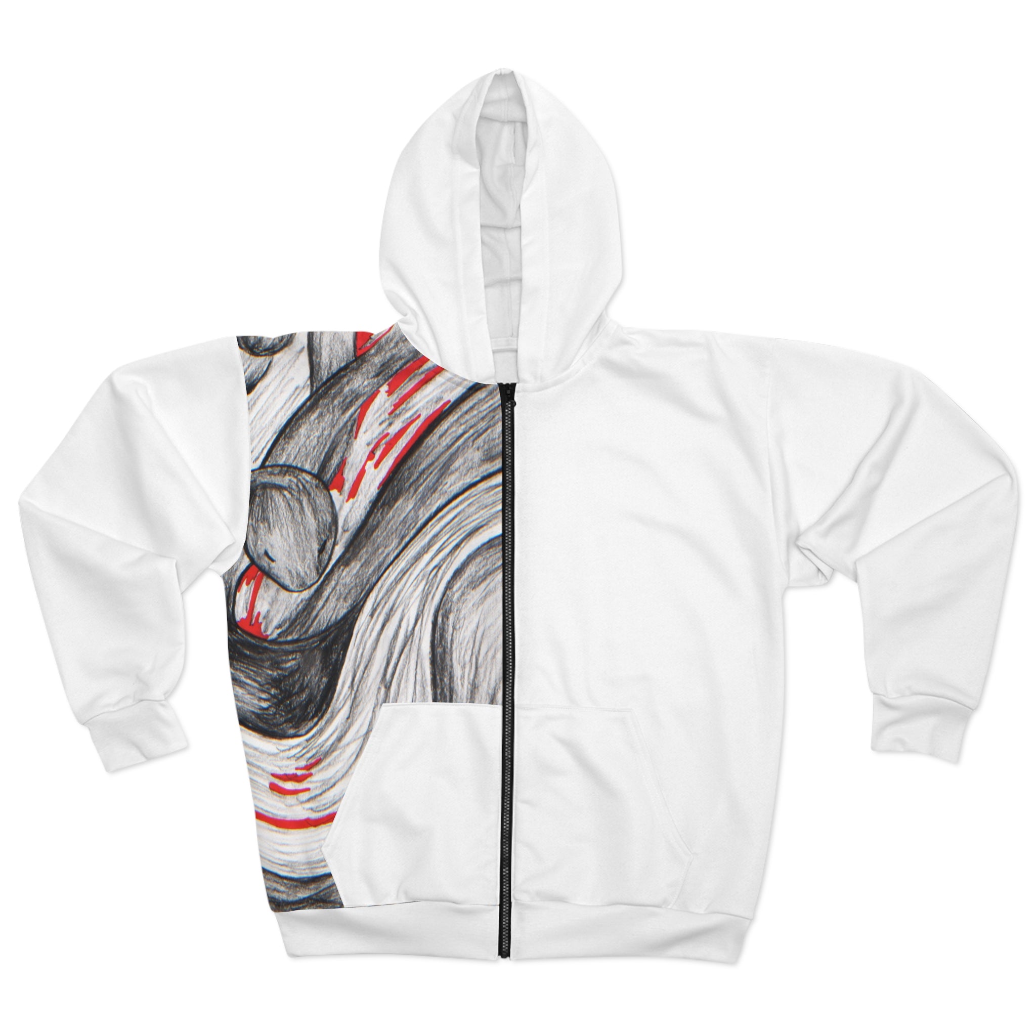 Artistic Unisex Zip Hoodie, Cozy Zip Up, Unique Gift for Her, Fashion Statement, Winter Wardrobe Essential