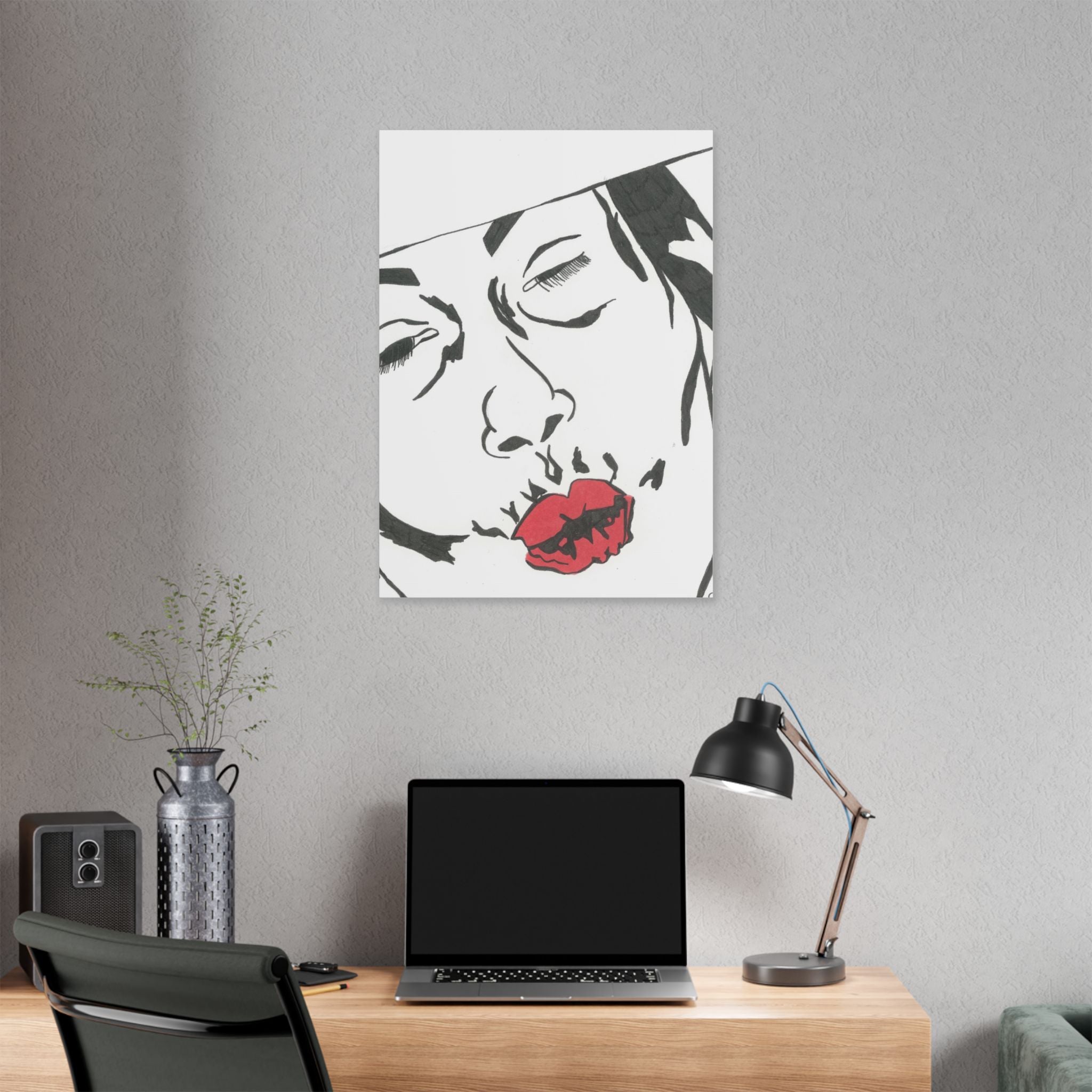 Artistic Lips Canvas Wall Art, Modern Decor, Unique Gift, Home Gallery, Boho Interior, Statement Piece