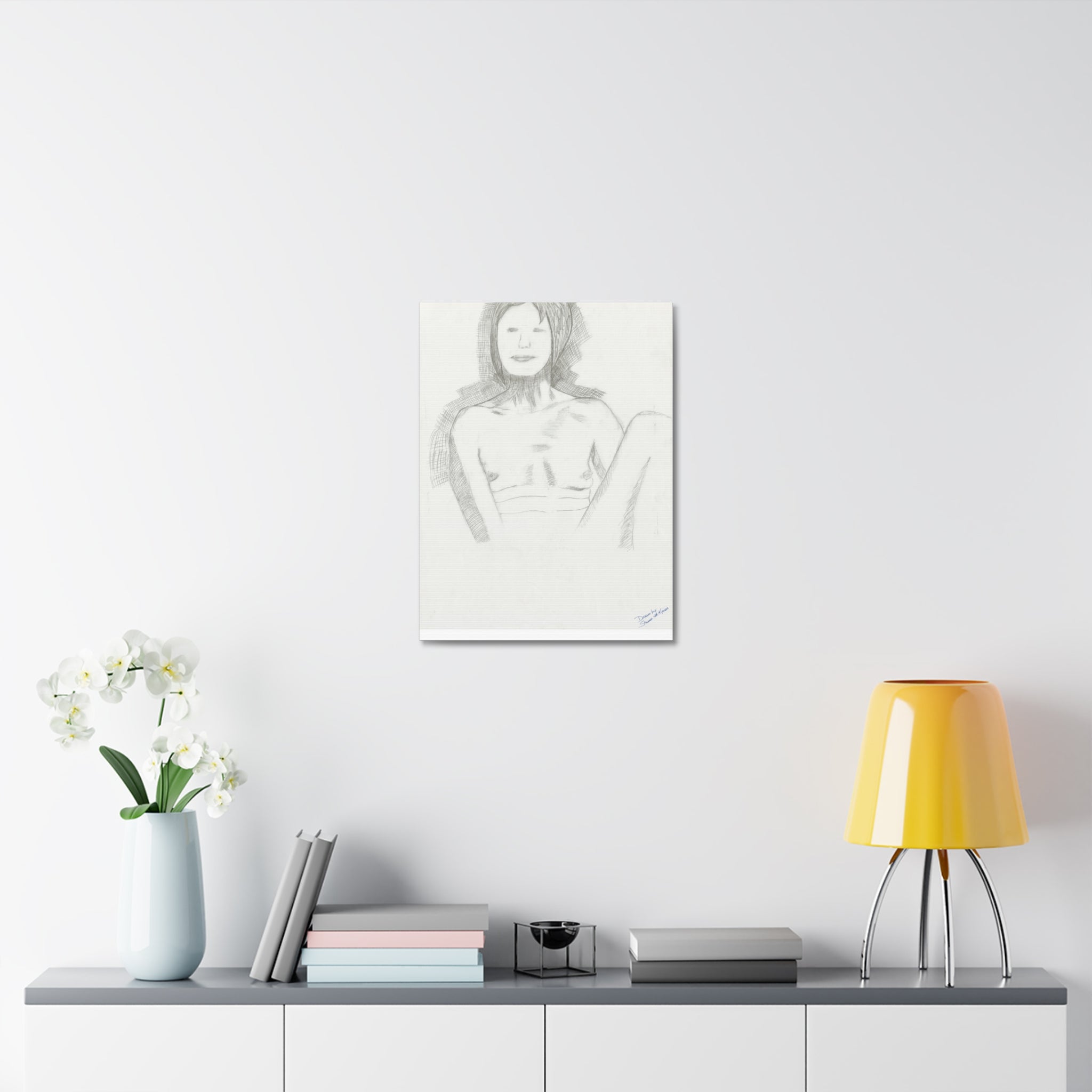 Stylish Stretched Canvas Art Print, Minimalist Home Decor, Abstract Wall Art, Feminine Sketch Artwork, Unique Gift for Art Lovers