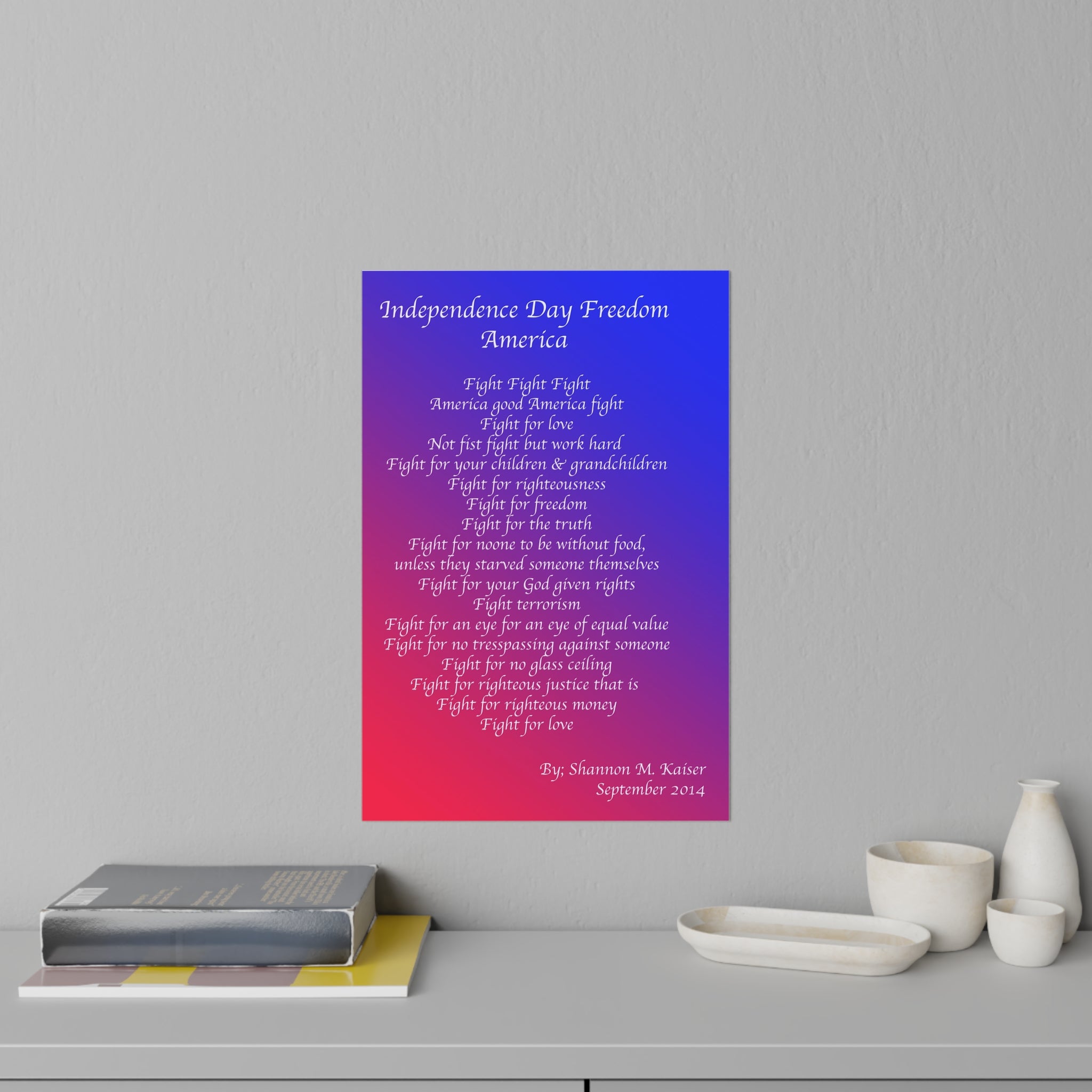 Patriotic Wall Decals for Independence Day, Inspirational Home Decor, Freedom Quotes, Red White Blue Art, USA Wall Art