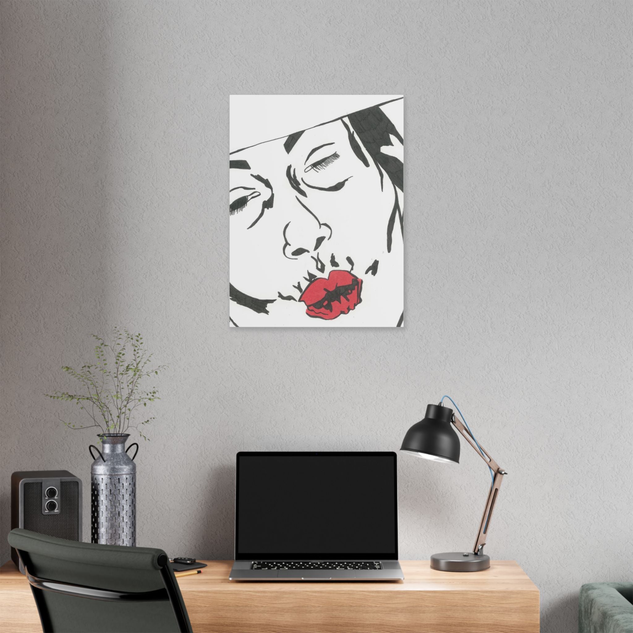 Artistic Lips Canvas Wall Art, Modern Decor, Unique Gift, Home Gallery, Boho Interior, Statement Piece
