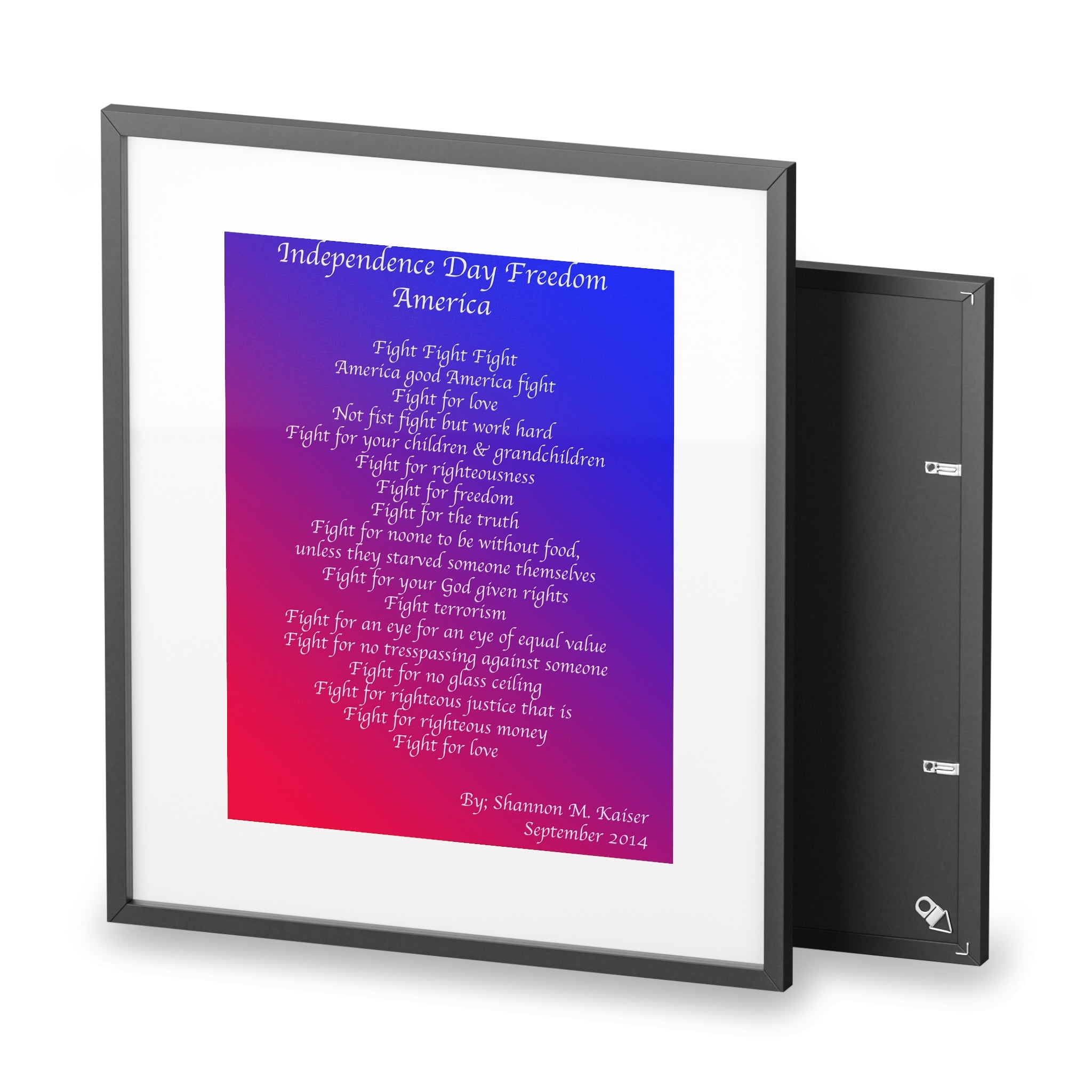 Framed Inspirational Art Print, Independence Day Decor, Motivational Wall Art, Red White Blue Home Decor, American Pride