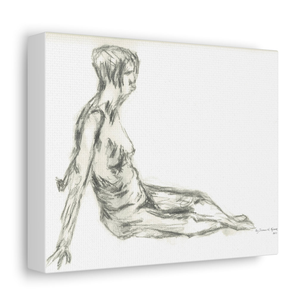 Artistic Stretched Canvas Wall Art, Nude Figure Drawing, Modern Home Decor, Minimalist Art Piece, Unique Gift for Art Lovers