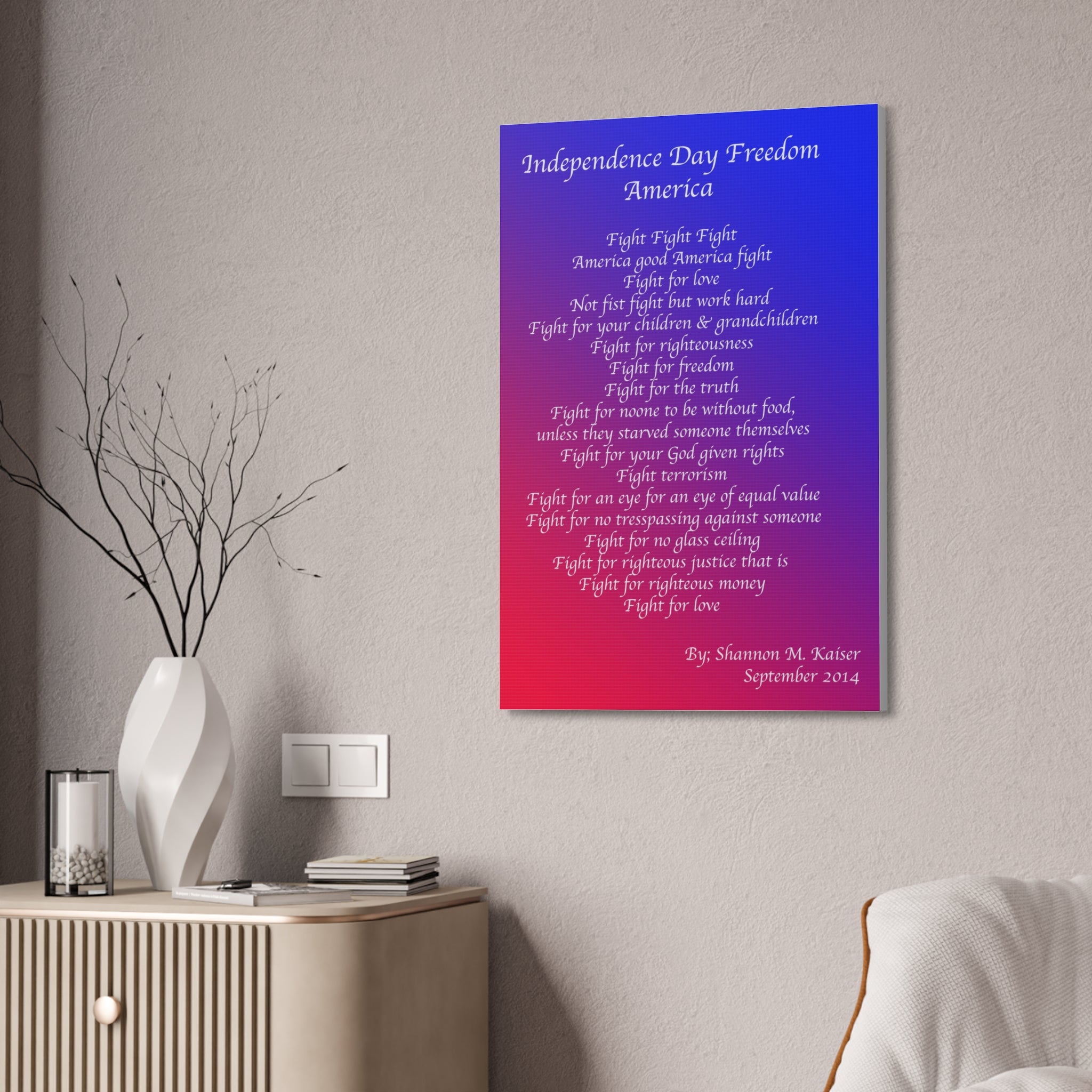 Independence Day Freedom Canvas Art, Patriotic Home Decor, 4th of July Wall Art, Inspirational Quote Print, Gift for Freedom Lovers