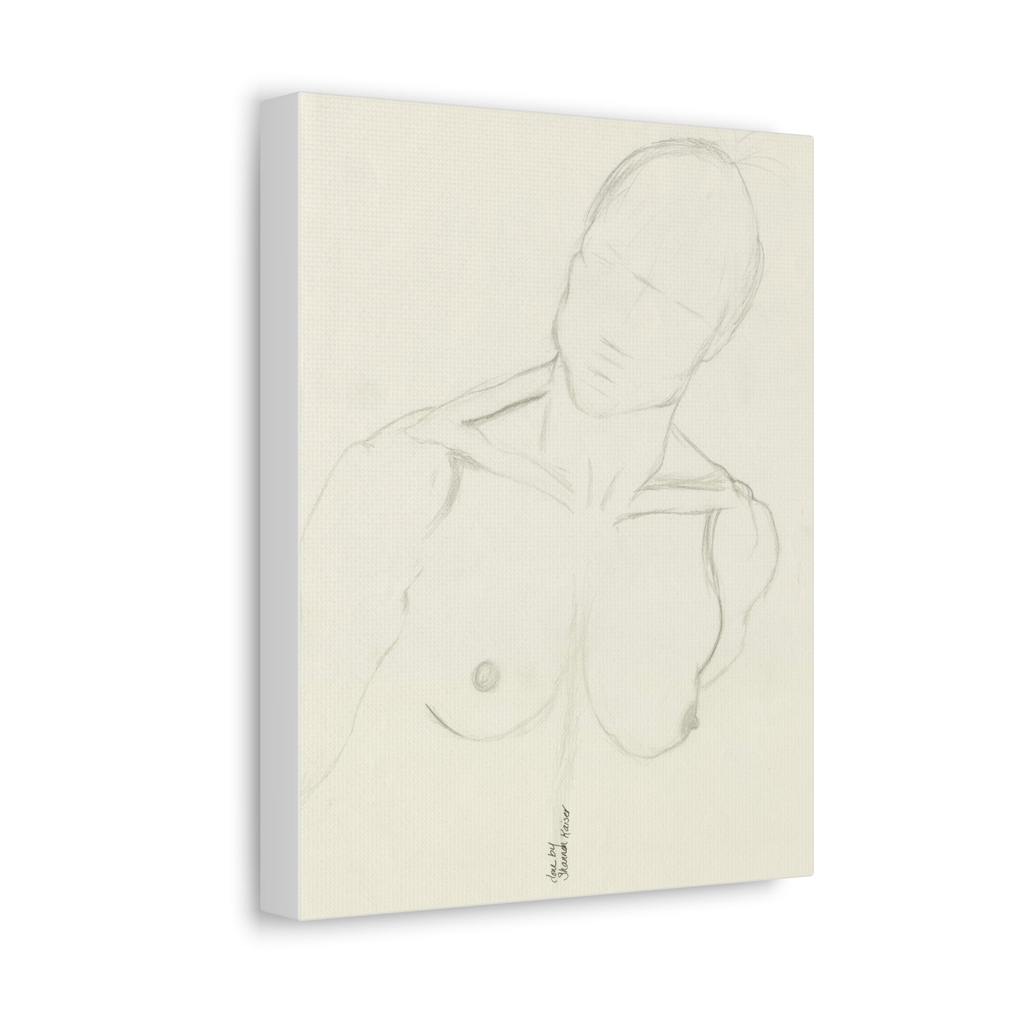 Artistic Male Figure Stretched Canvas, Figure Art Decor, Modern Wall Art, Sketch Art for Home, Minimalist Artwork