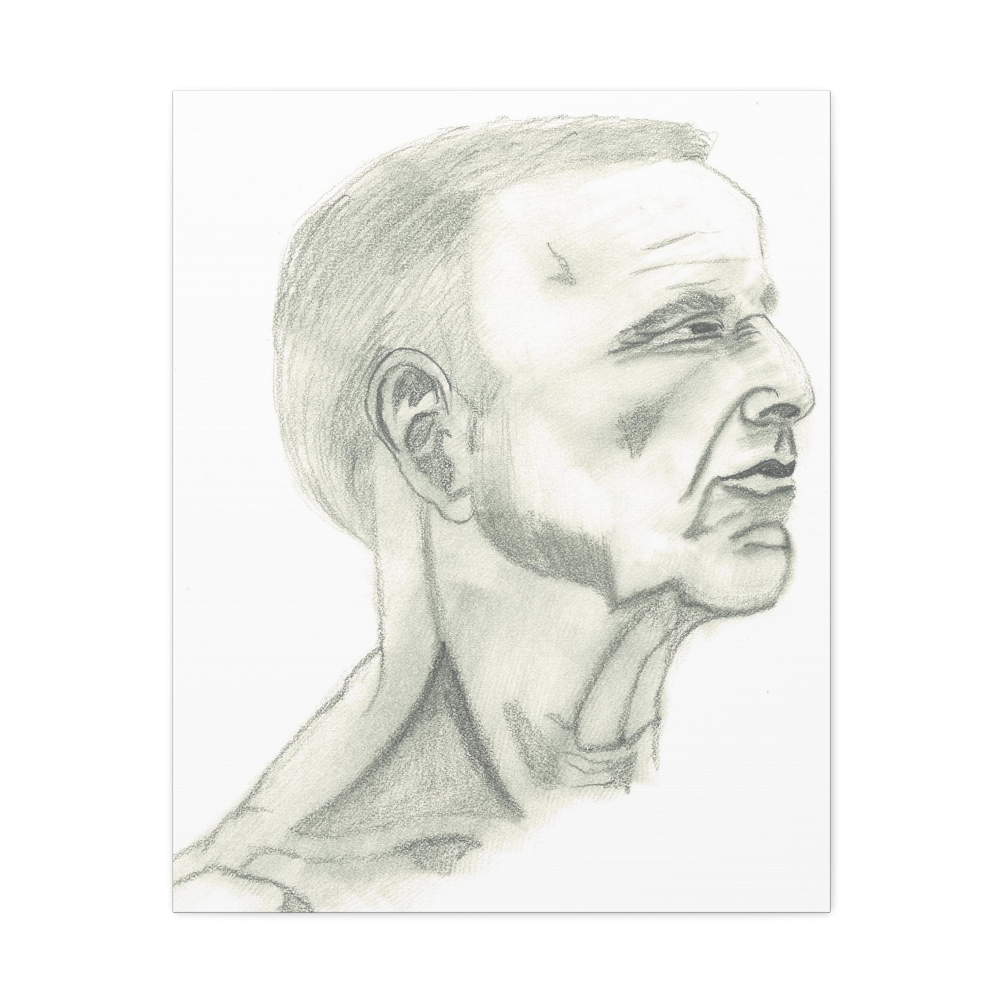 Artistic Stretched Canvas Wall Decor, Contemporary Home Art, Modern Sketched Portrait, Unique Gift for Art Lovers, Masculine Decor