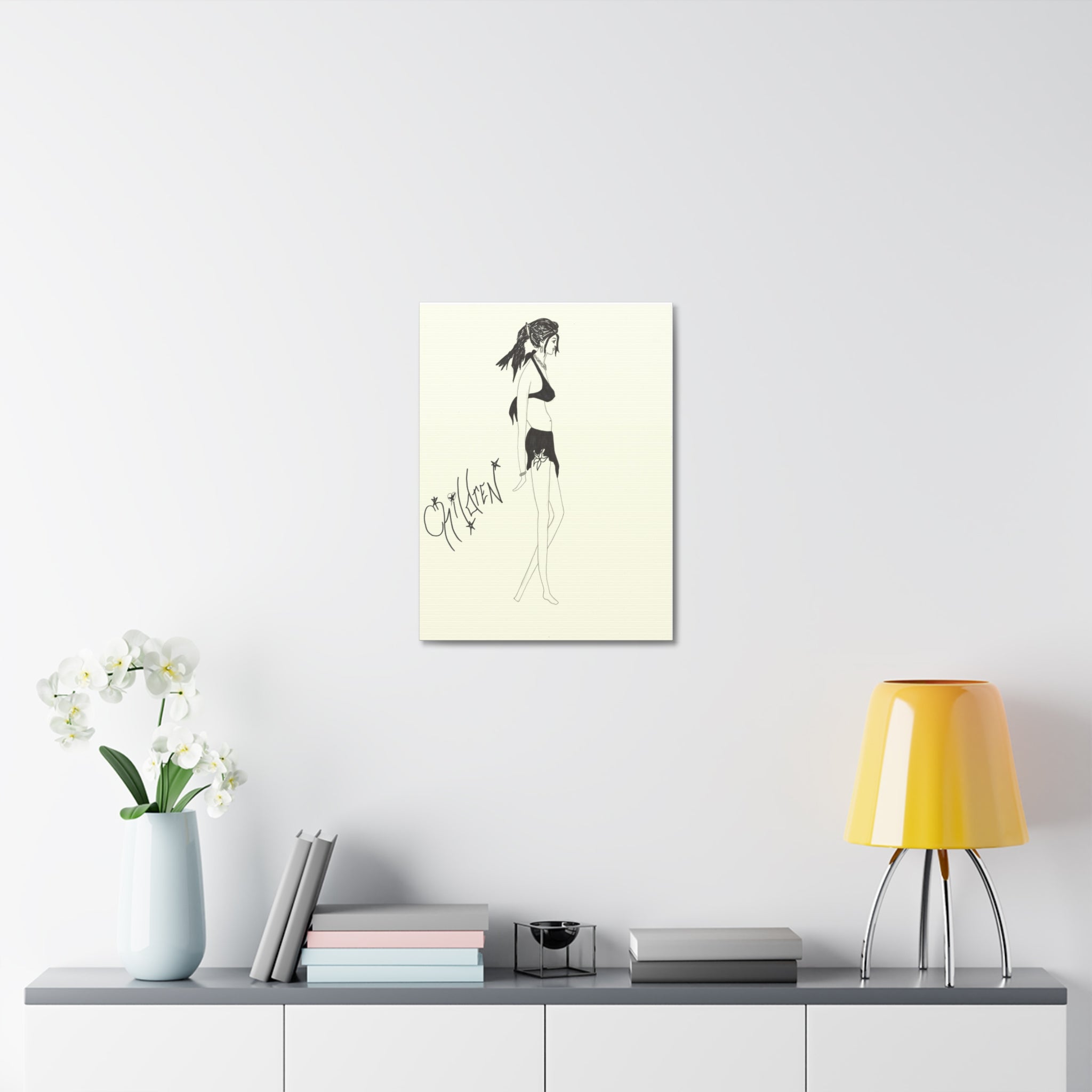 Chic Fashion Stretched Canvas Art Print, Boho Decor, Elegant Home Wall Art, Gift for Fashion Lovers, Modern Art Piece