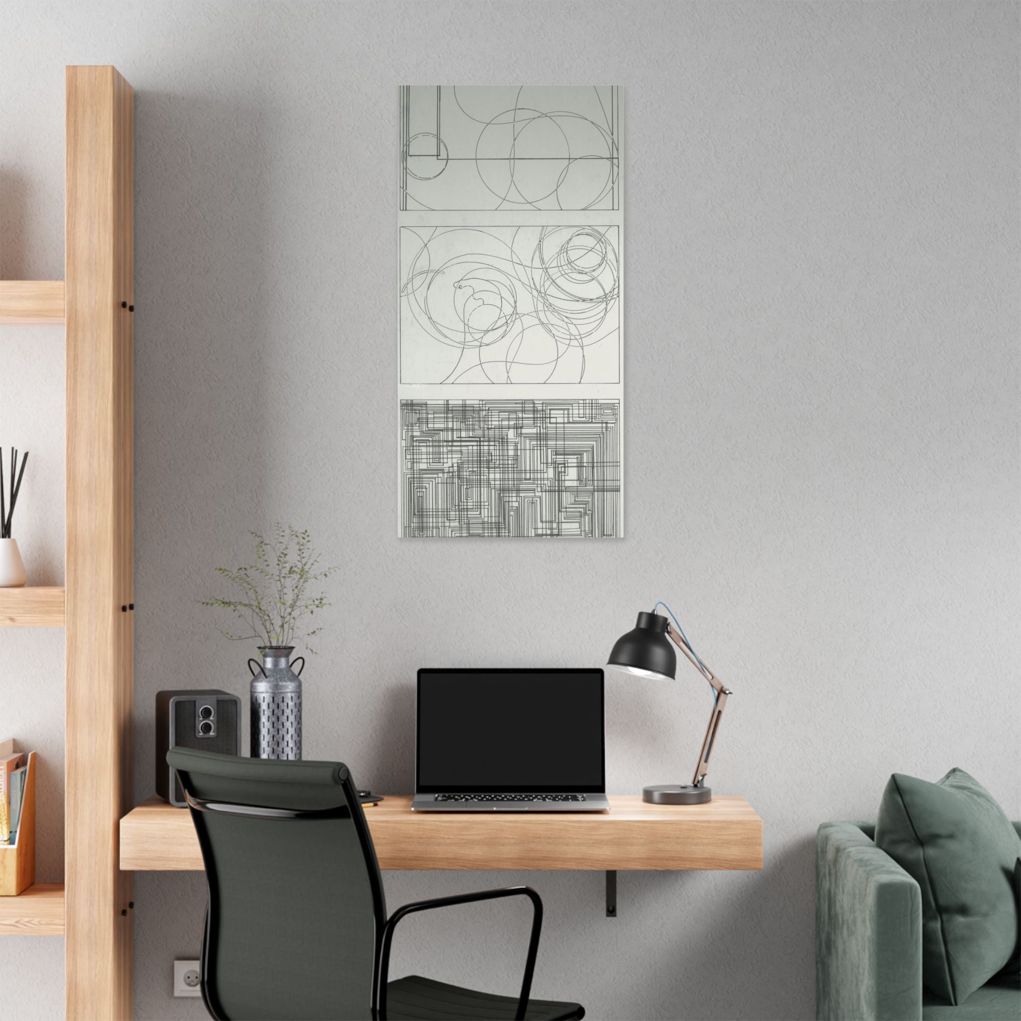 Abstract Line Art Stretched Canvas Wall Decor, Modern Home Art, Minimalist Canvas Print, Geometric Wall Art, Gift for Art Lovers