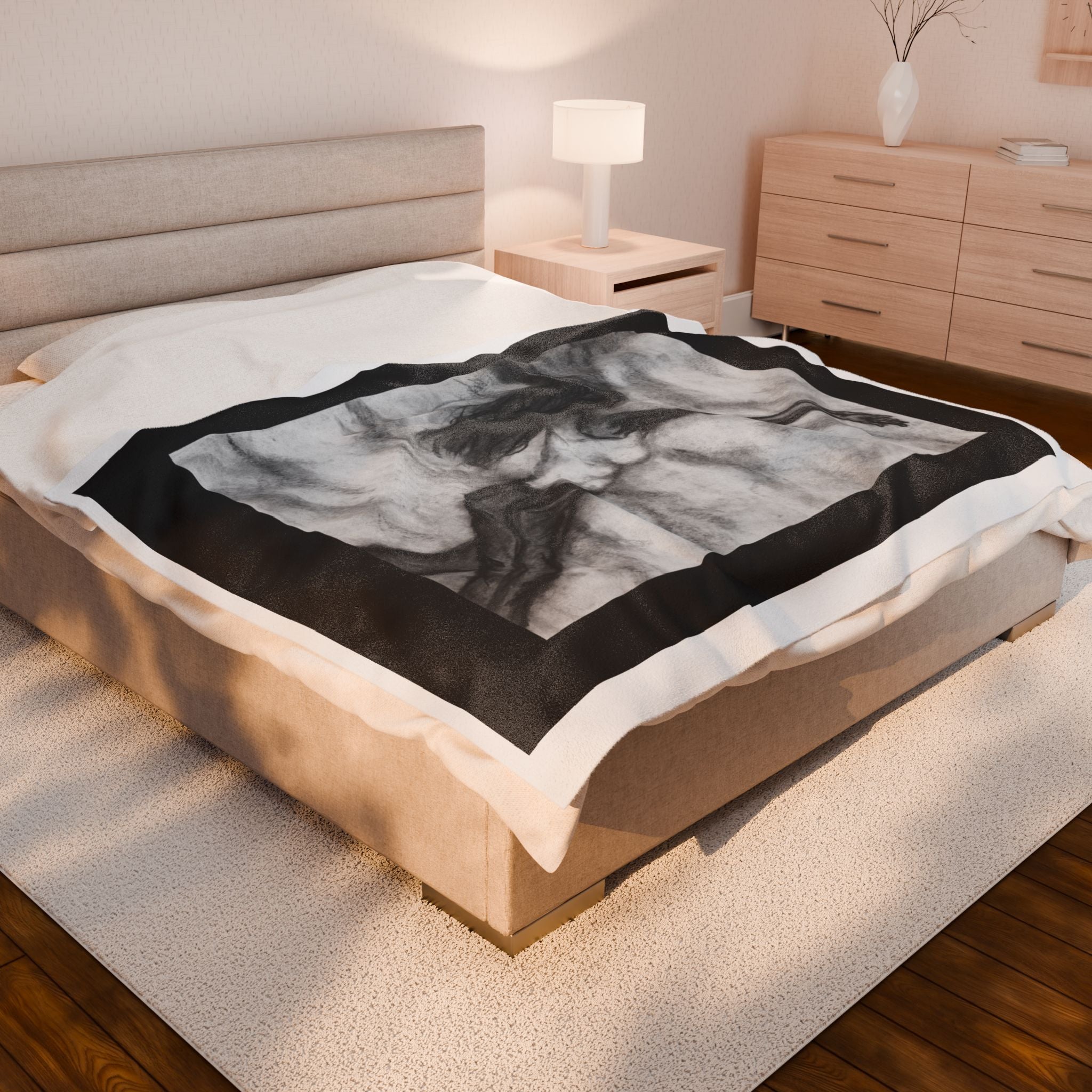 Emotional Velveteen Plush Blanket, Cozy Throw Blanket, Art Blanket, Living Room Decor, Gift for Her, Inspirational Home Accessory